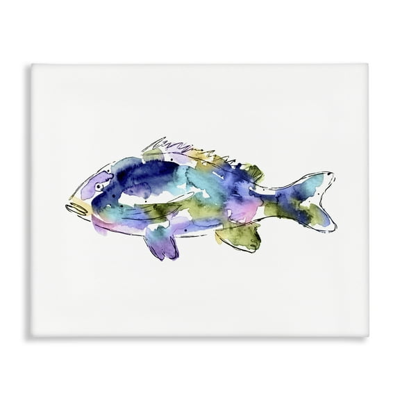 Stupell Industries Watercolor Style Fish Animals & Insects Painting Gallery Wrapped Canvas Art Print Wall Art, 20 x 16