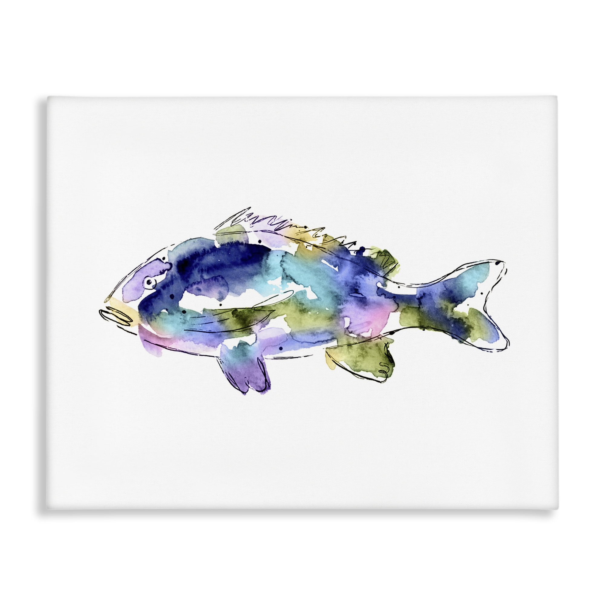 Stupell Industries Watercolor Style Fish Animals & Insects Painting Gallery Wrapped Canvas Art Print Wall Art, 30 x 24