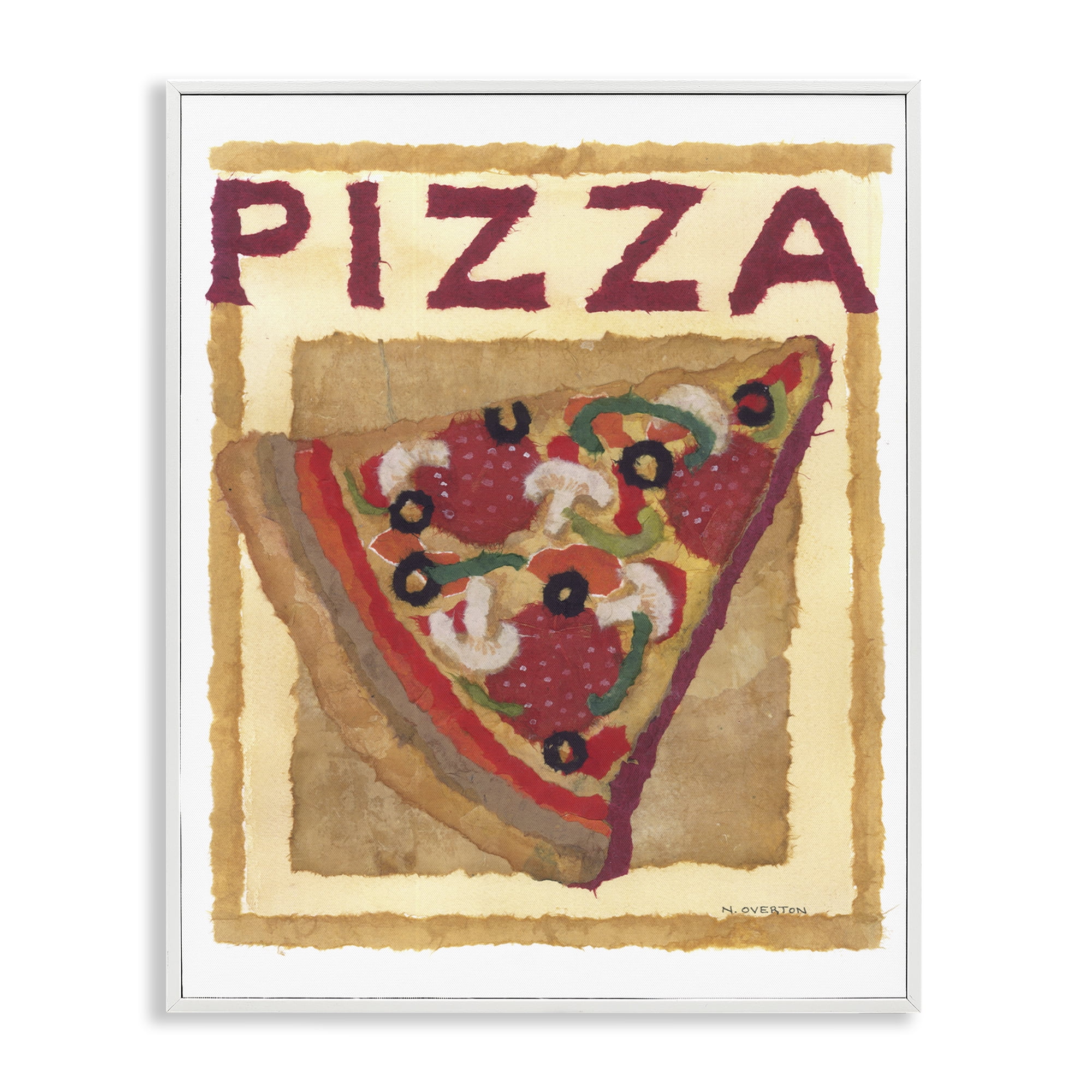 Stupell Industries Watercolor Style Pizza Food & Beverage Painting White Framed Art Print Wall Art, 24 x 30