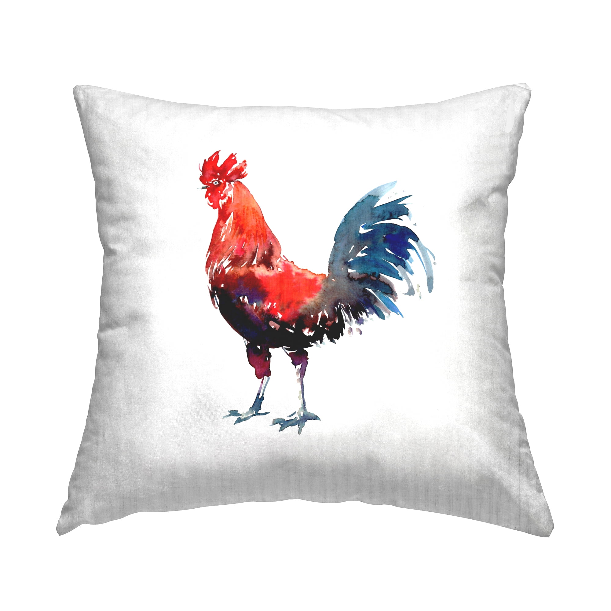 Stupell Industries Watercolor Style Rooster Square Decorative Printed Throw Pillow, 18 x 18