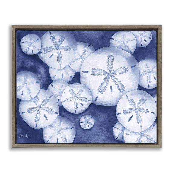 Stupell Industries Watercolor Style Sand Dollars Animals Painting Brown Floater Framed Canvas Art Print Wall Art, 21 x 17