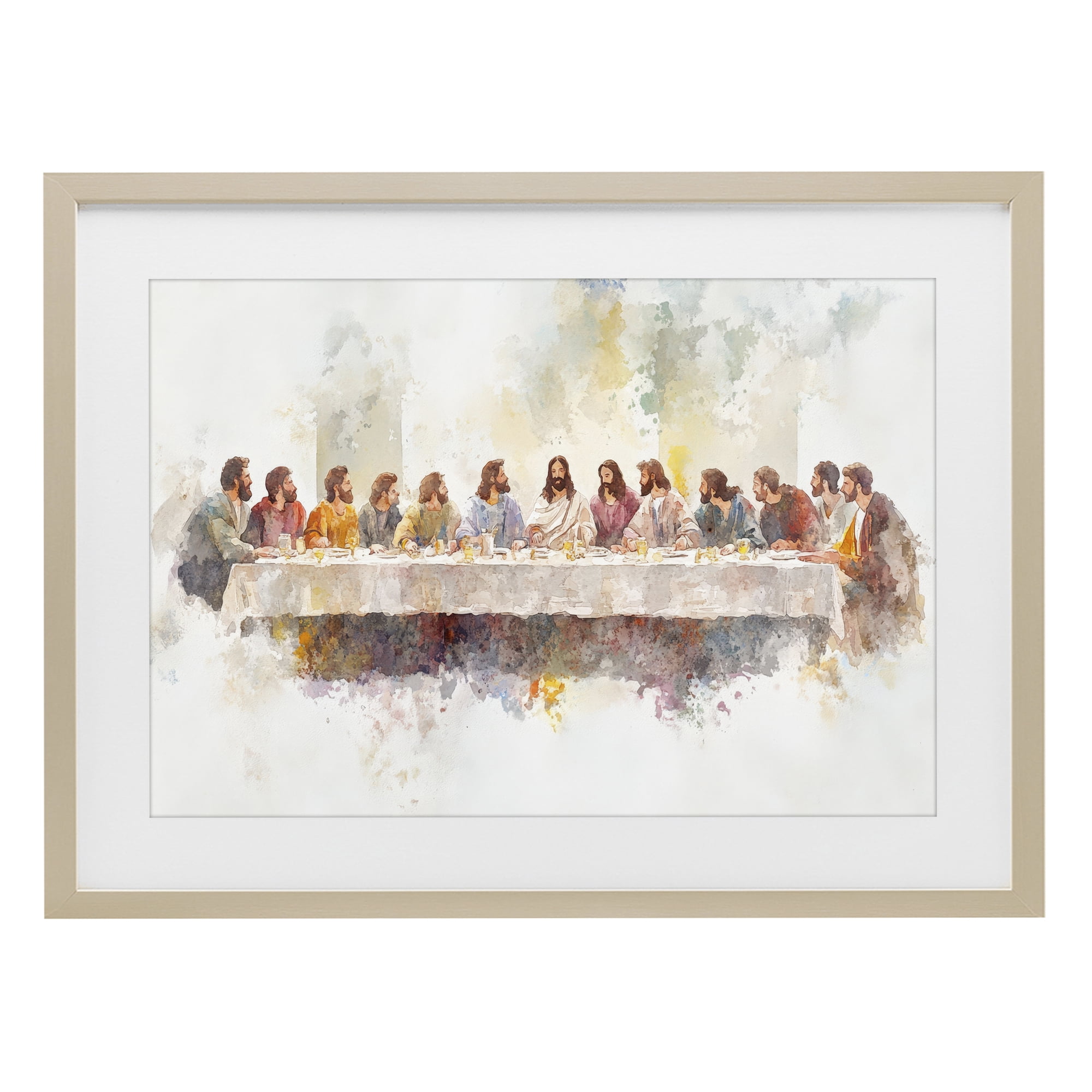 Stupell Industries Watercolor Supper Spirituality Birch Framed Print Under Glass, design by Petal Prints Design