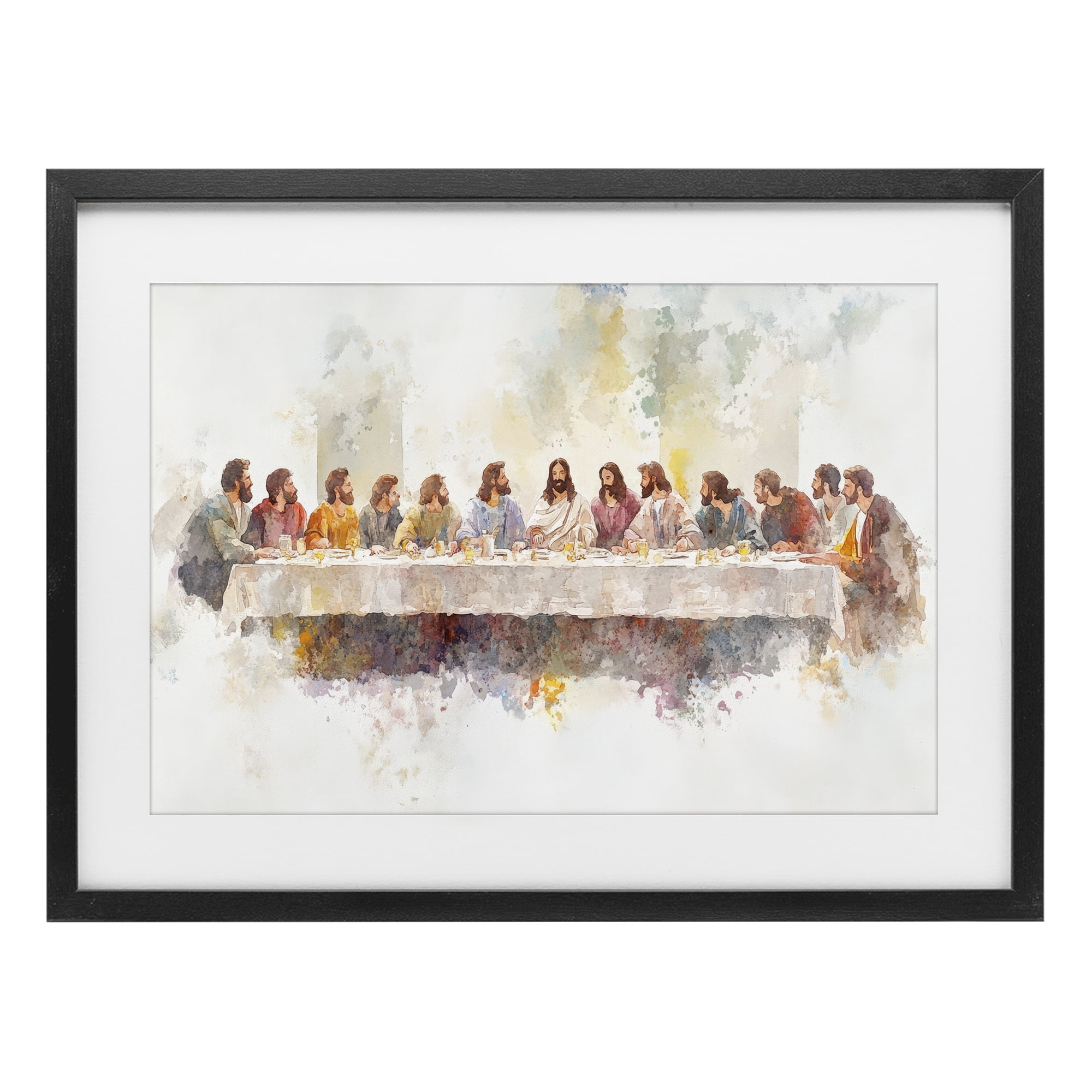 Stupell Industries Watercolor Supper Spirituality Black Framed Print Under Glass, design by Petal Prints Design
