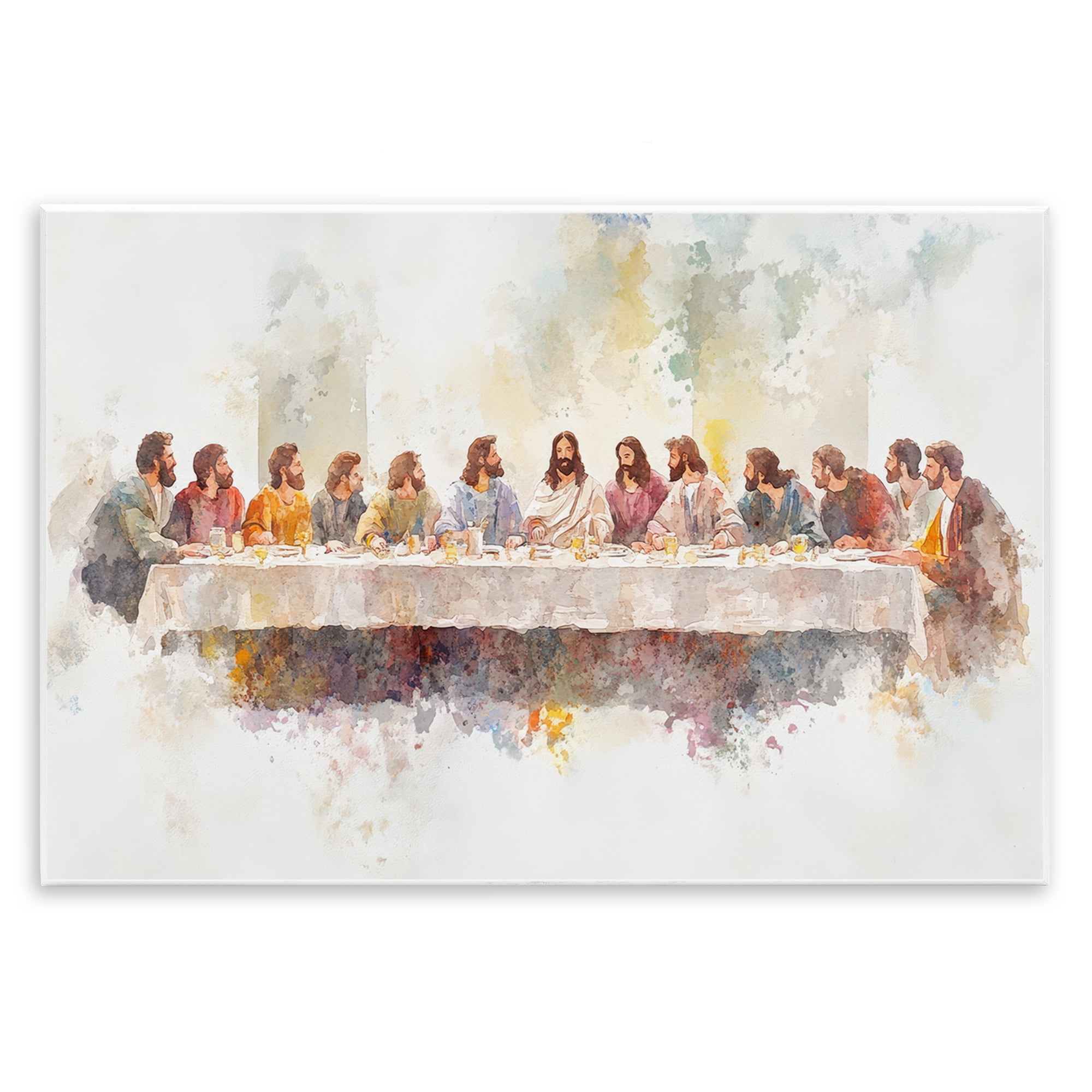 Stupell Industries Watercolor Supper Spirituality Wall Plaque Art, design by Petal Prints Design