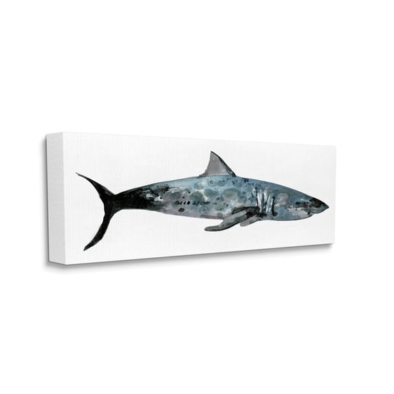 Stupell Industries Watercolor Textured Shark Minimal Sea Life Design Canvas Wall Art Design by Stellar Design Studio