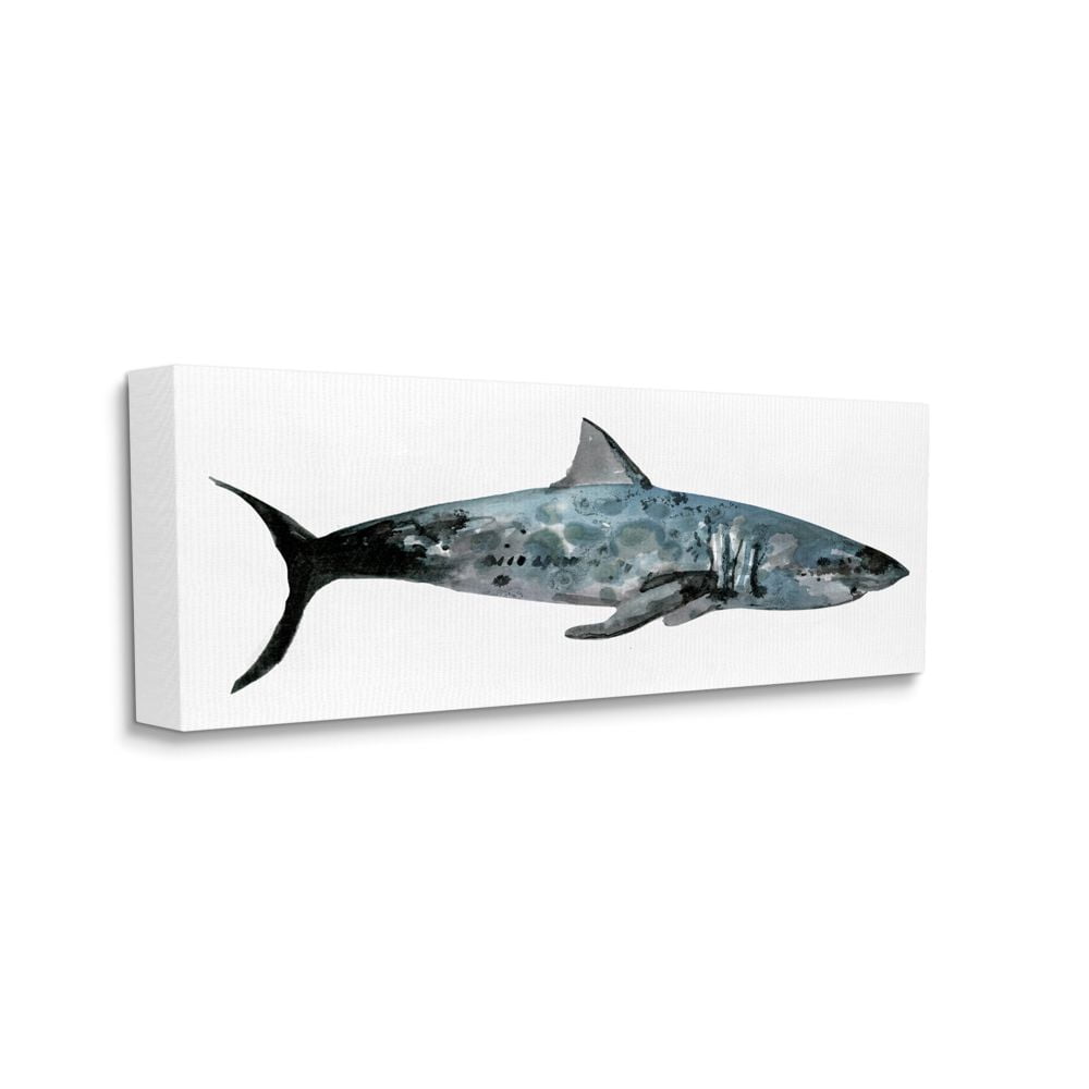 Stupell Industries Watercolor Textured Shark Minimal Sea Life Design Canvas Wall Art Design by Stellar Design Studio