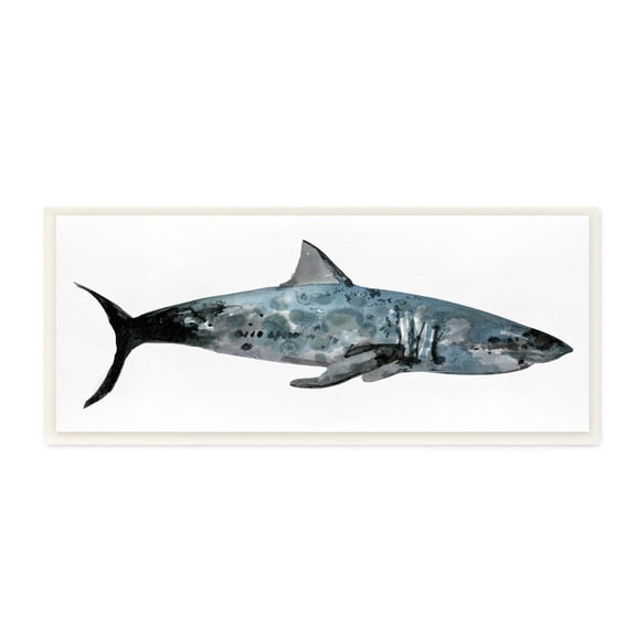 Stupell Industries Watercolor Textured Shark Minimal Sea Life Design Wall Plaque Design by Stellar Design Studio