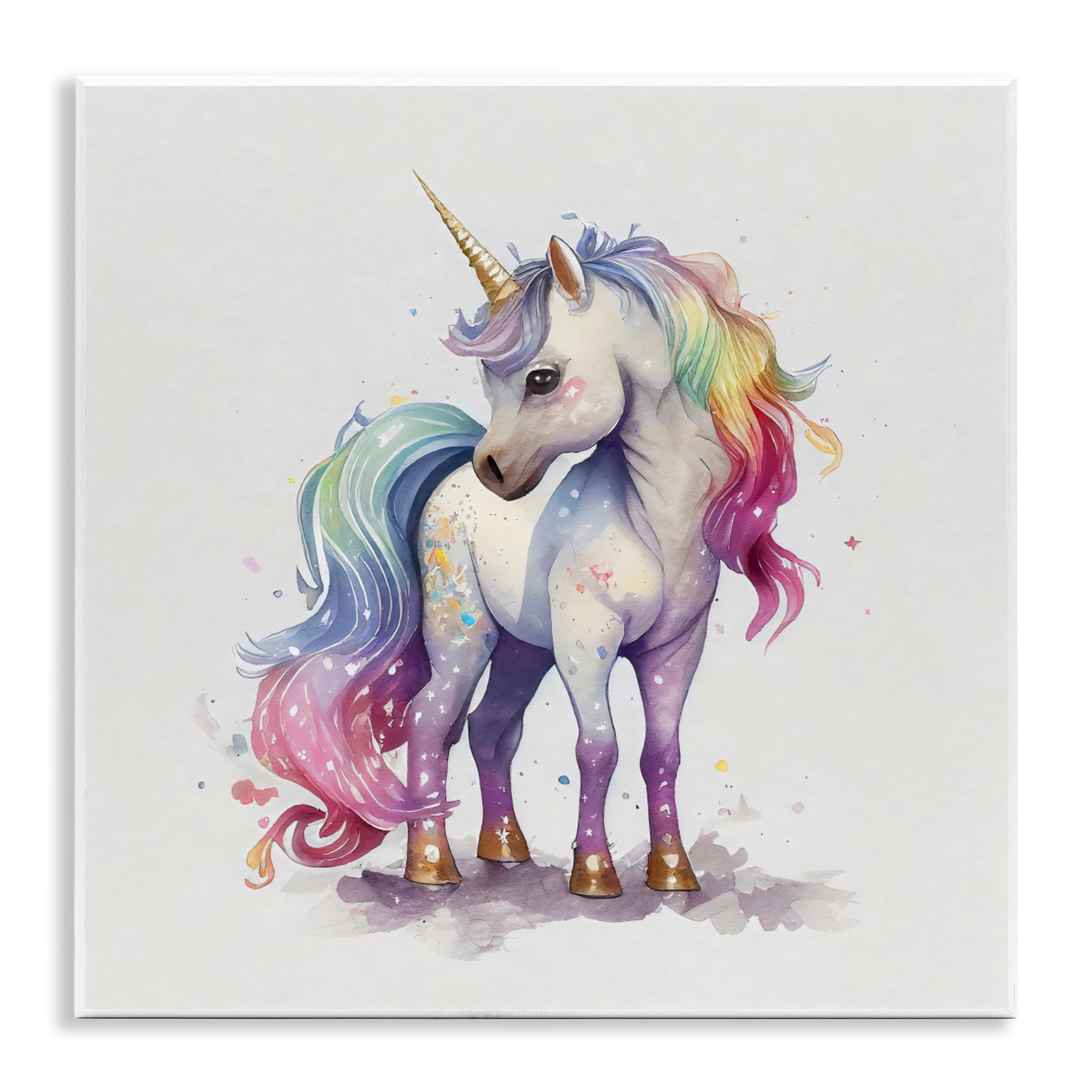 Stupell Industries Watercolor Unicorn & Rainbow Mane Wall Plaque Art, design by Creative Studio