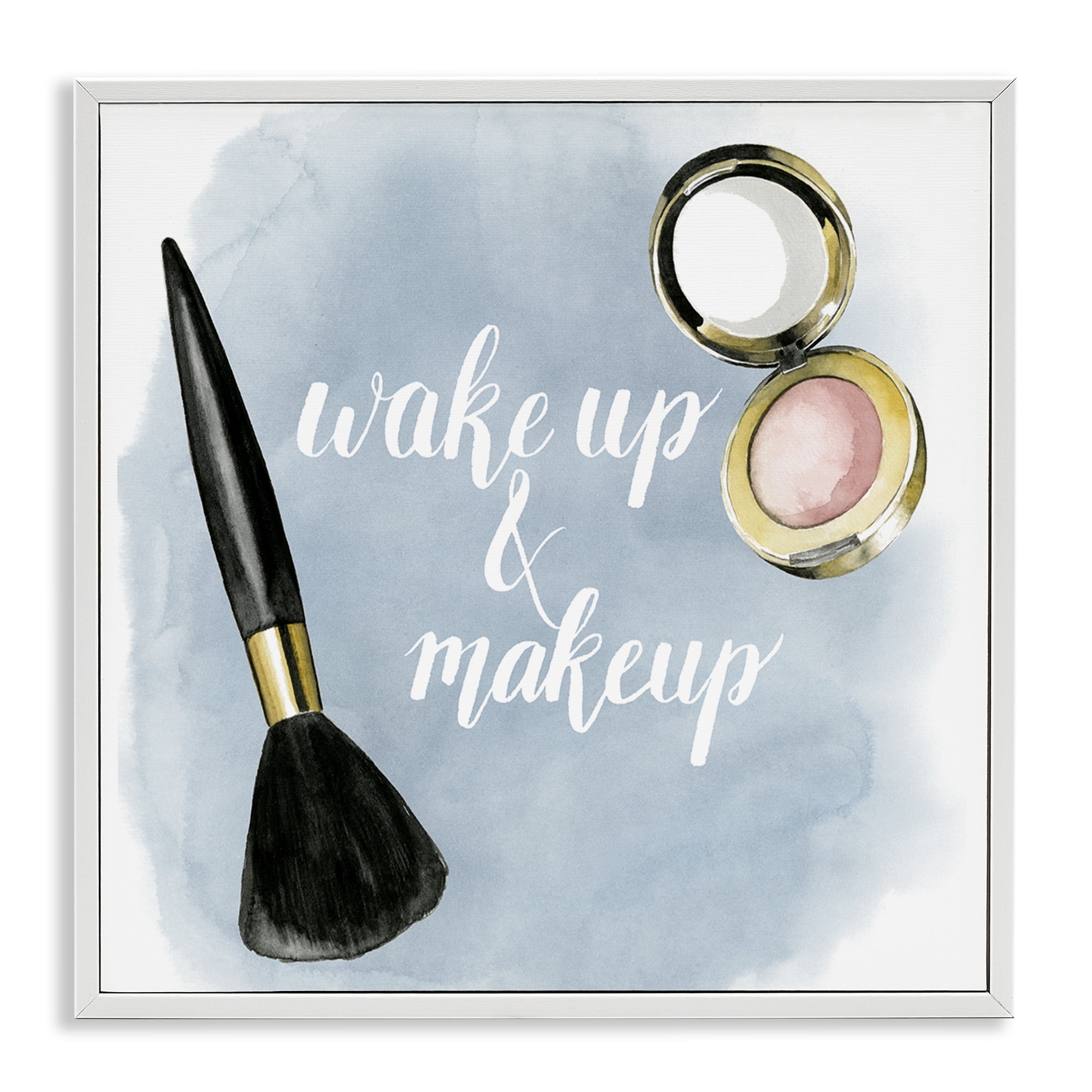 Stupell Industries Watercolor Wake Up & Make Up Beauty & Fashion Painting White Framed Art Print Wall Art, 24 x 24