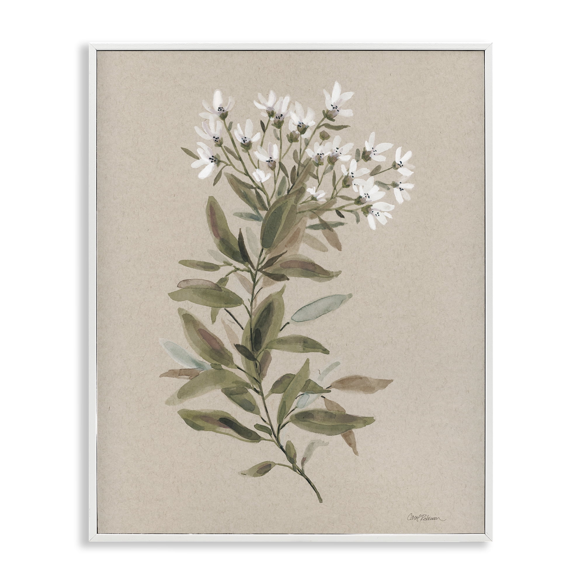 Stupell Industries Watercolor Wildflower Sprig Botanical & Floral Painting White Framed Art Print Wall Art, 11 x 14