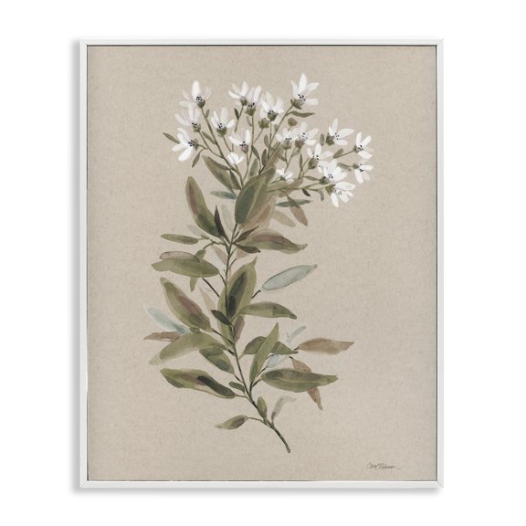 Stupell Industries Watercolor Wildflower Sprig Botanical & Floral Painting White Framed Art Print Wall Art, 24 x 30