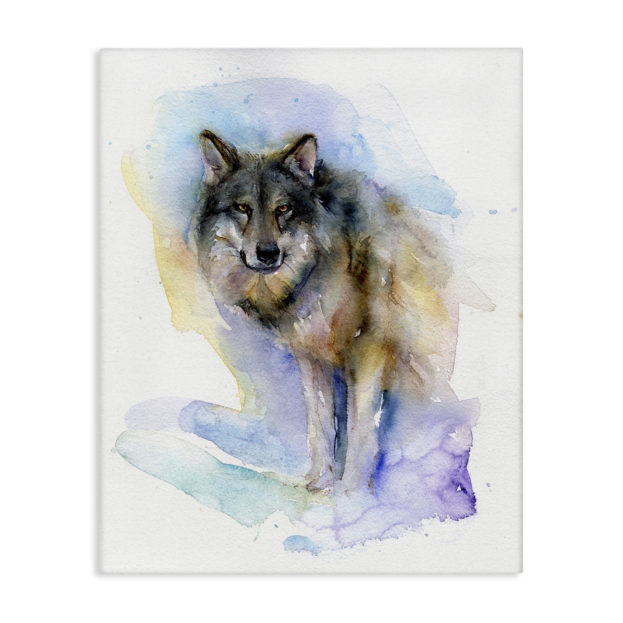 Stupell Industries Watercolor Wolf in Snow Animals & Insects Painting Gallery Wrapped Canvas Art Print Wall Art, 36 x 48