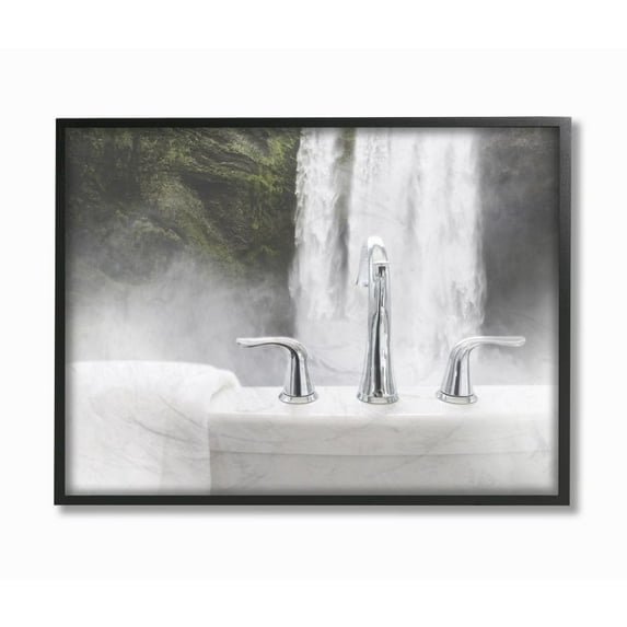 Stupell Industries Waterfall Bath Time Abstract Bathroom Photograph Black Framed Art Print Wall Art, 16x20, by Milli Villa