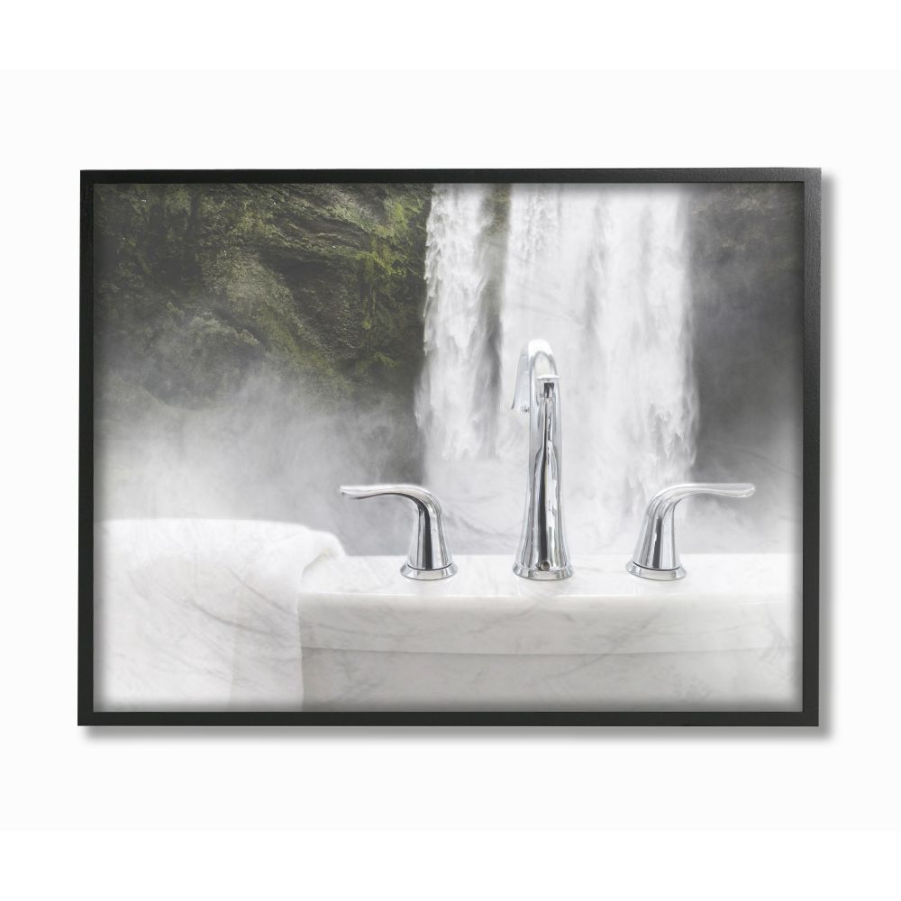 Stupell Industries Waterfall Bath Time Abstract Bathroom Photograph Black Framed Art Print Wall Art, 24x30, by Milli Villa