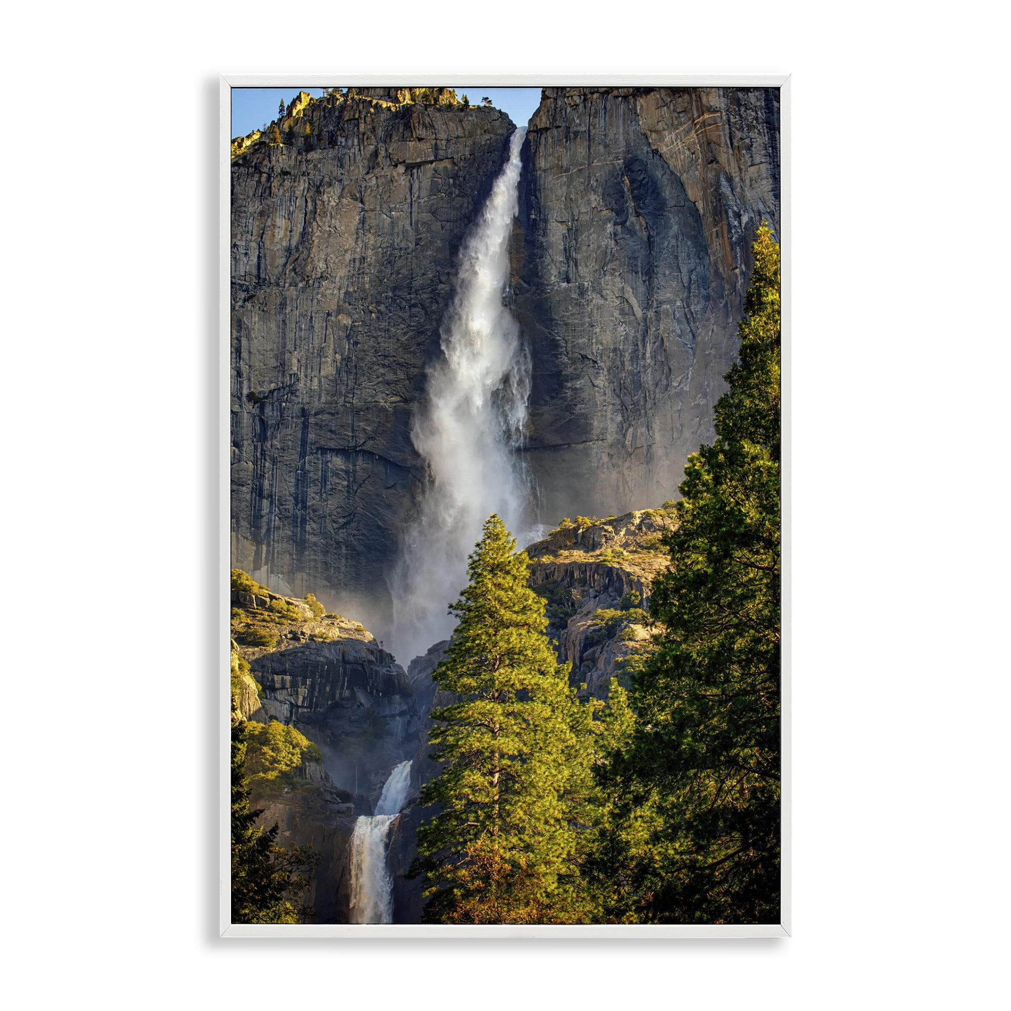 Stupell Industries Waterfall Between Cliffs Landscape & Nature Photography White Framed Art Print Wall Art, 16 x 24