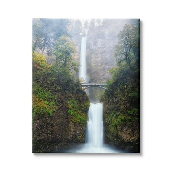 Stupell Industries Waterfall Bridge Photography Nature Photography Gallery Wrapped Canvas Print Wall Art, 16 x 20