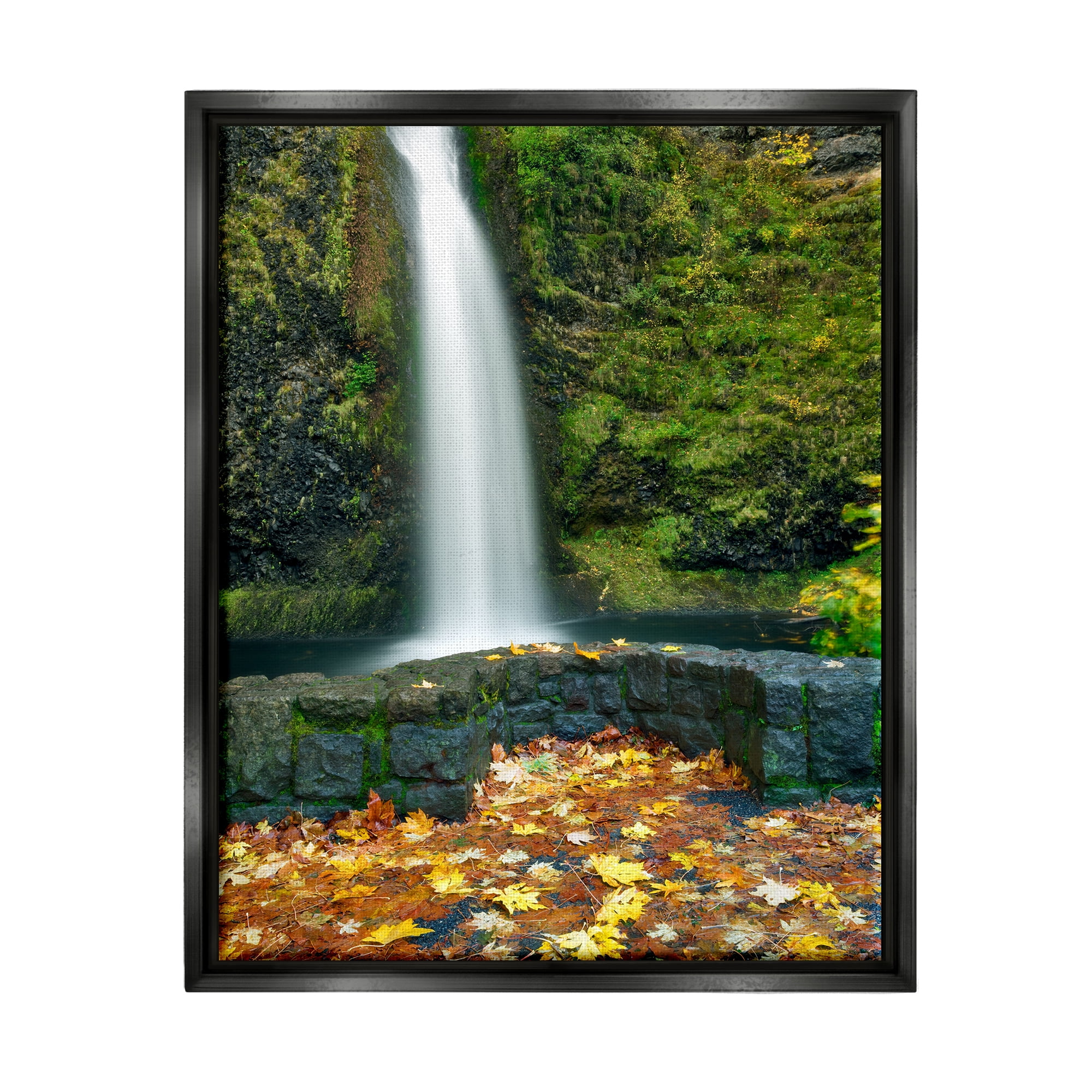 Stupell Industries Waterfall Foliage Photography Nature Photography Black Floater Framed Art Print Wall Art, 25 x 31