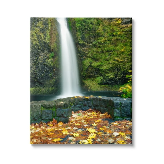 Stupell Industries Waterfall Foliage Photography Nature Photography Gallery Wrapped Canvas Print Wall Art, 30 x 40