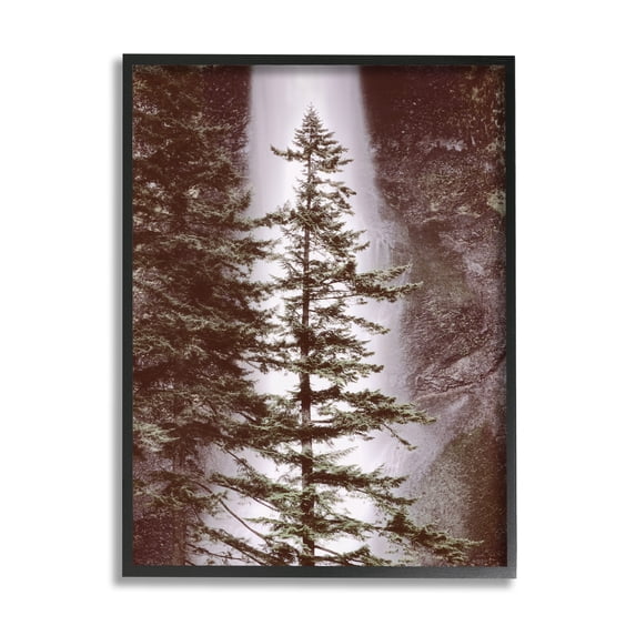 Stupell Industries Waterfall Nature Photography Nature Photography Black Framed Art Print Wall Art, 16 x 20