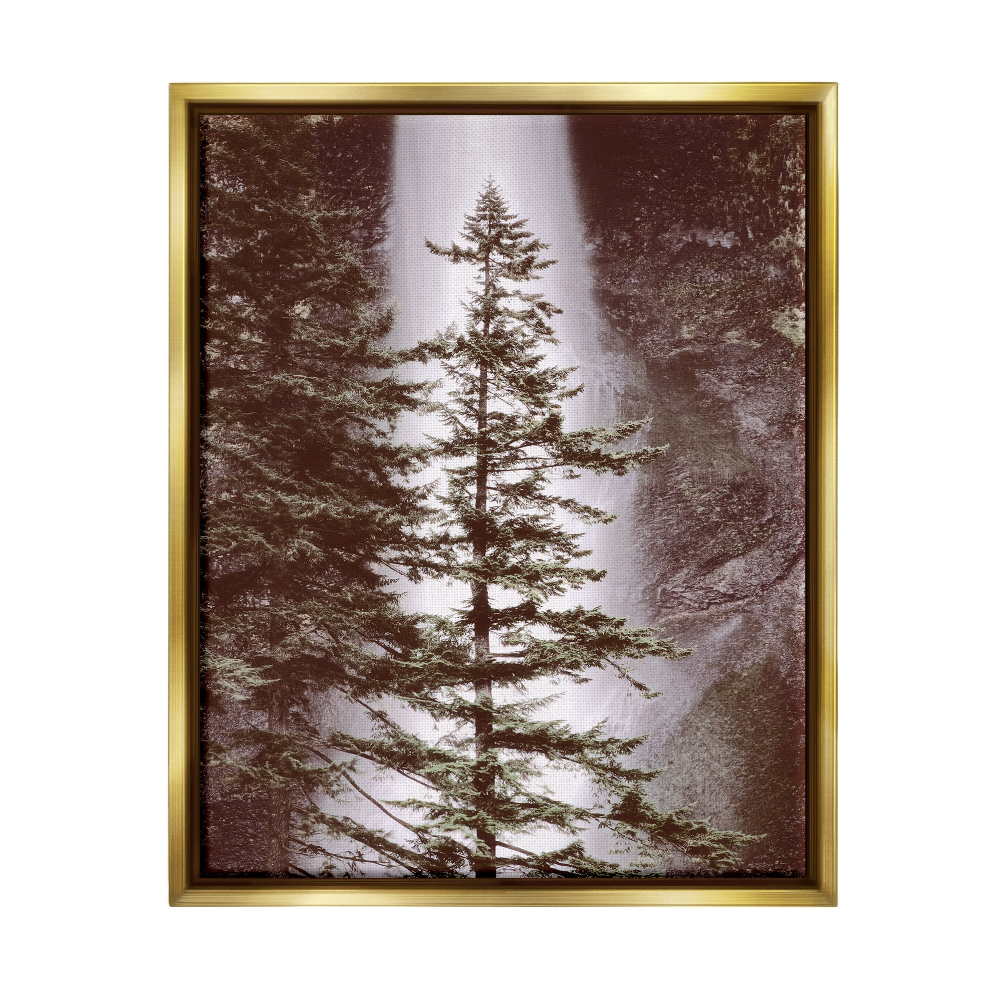 Stupell Industries Waterfall Nature Photography Nature Photography Gold Floater Framed Art Print Wall Art, 17 x 21