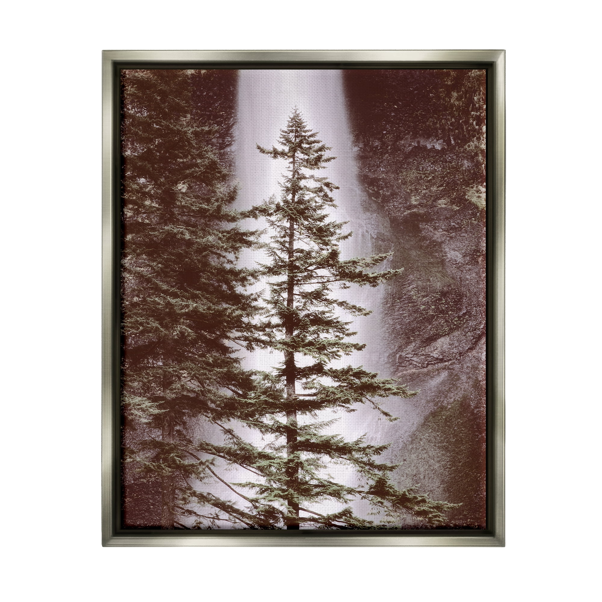 Stupell Industries Waterfall Nature Photography Nature Photography Gray Floater Framed Art Print Wall Art, 25 x 31