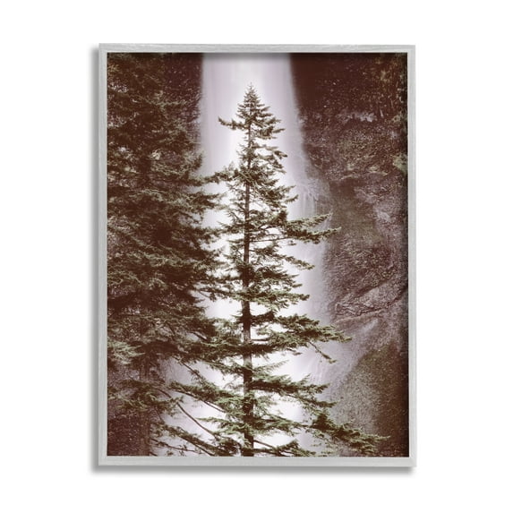 Stupell Industries Waterfall Nature Photography Nature Photography Gray Framed Art Print Wall Art, 16 x 20