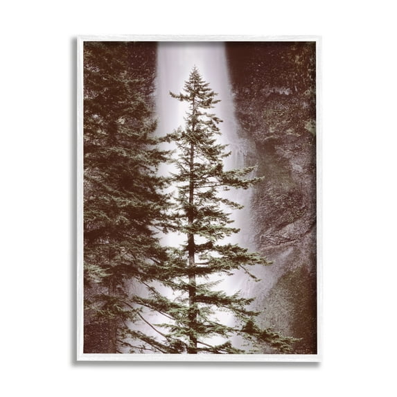 Stupell Industries Waterfall Nature Photography Nature Photography White Framed Art Print Wall Art, 11 x 14