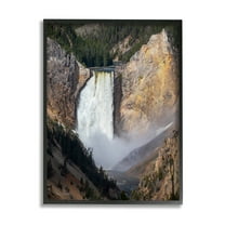Stupell Industries Waterfall in Rocky Cliffs Nature Photography Black Framed Art Print Wall Art, 11 x 14