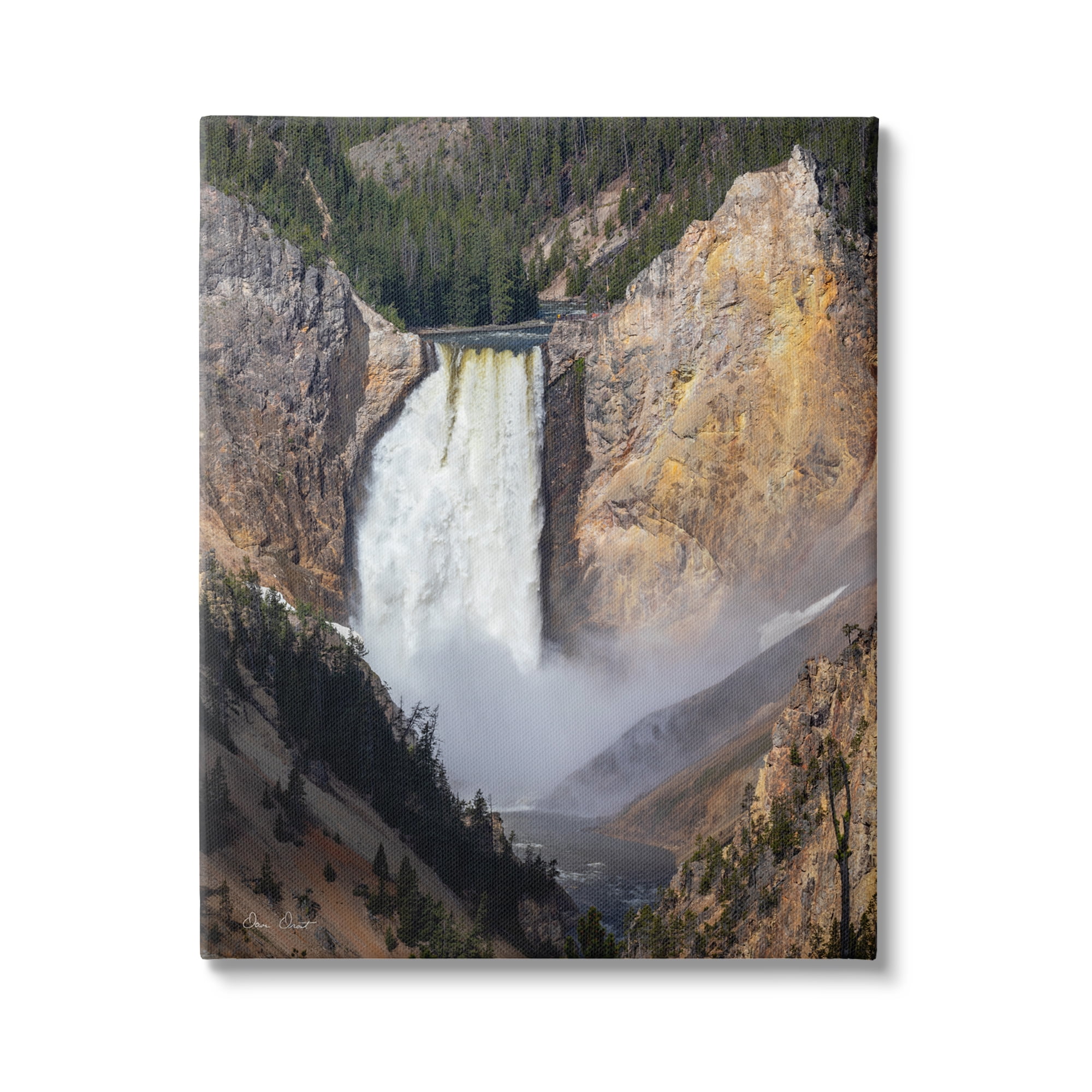 Stupell Industries Waterfall in Rocky Cliffs Nature Photography Gallery Wrapped Canvas Print Wall Art, 16 x 20