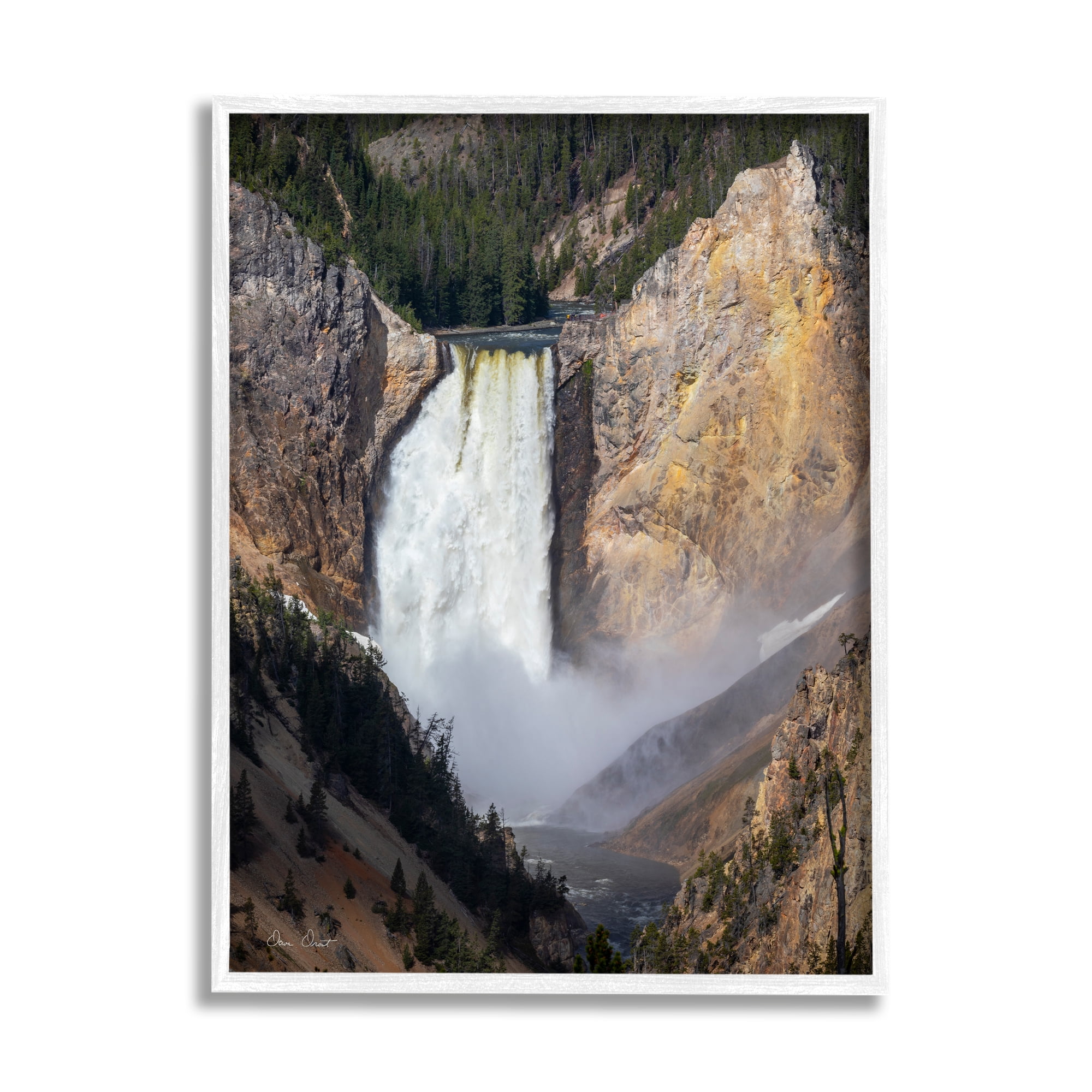 Stupell Industries Waterfall in Rocky Cliffs Nature Photography White Framed Art Print Wall Art, 16 x 20
