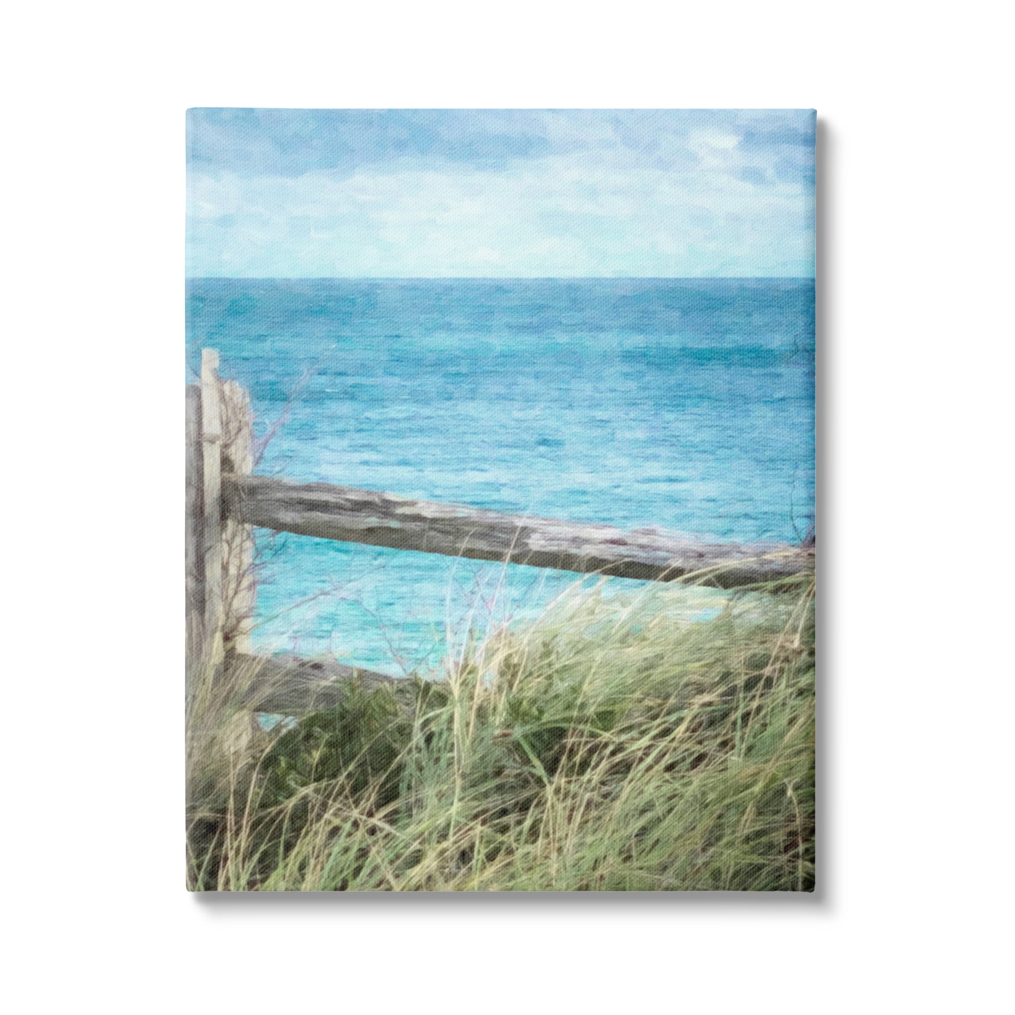 Stupell Industries Waterfront Beach Fence Nature Photography Gallery Wrapped Canvas Print Wall Art, 24 x 30