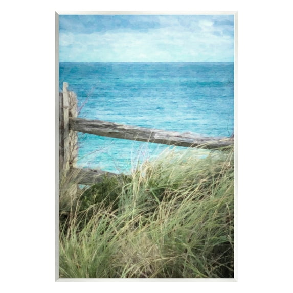Stupell Industries Waterfront Beach Fence Nature Photography Unframed Art Print Wall Art, 10 x 15