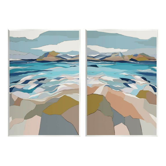 Stupell Industries Waterfront Geometric Abstract Painting Graphic Art Unframed Art Print Wall Art, Set of 2, Design by Nikita Jariwala