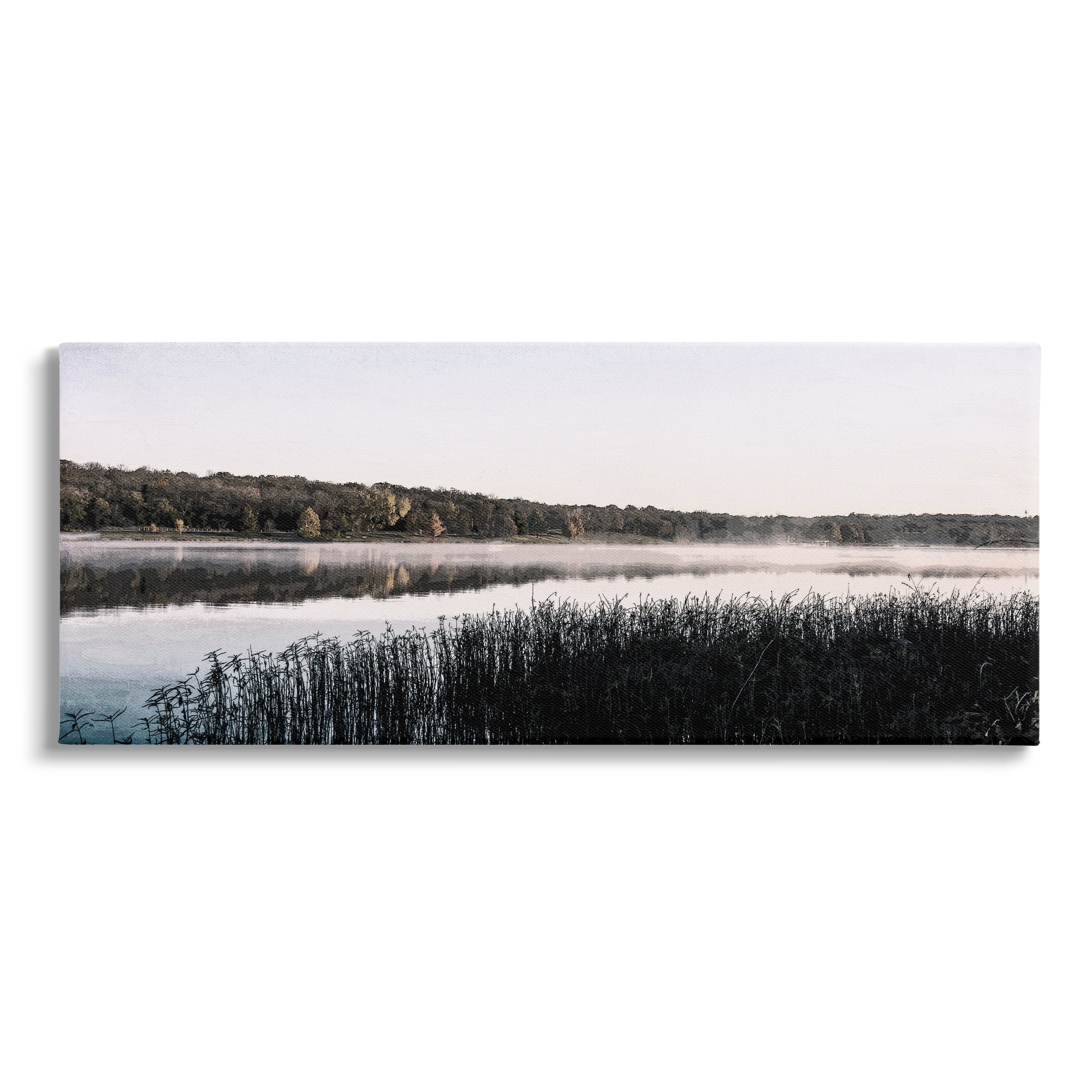 Stupell Industries Waterfront Reeds Landscape Landscape Photography Gallery Wrapped Canvas Art Print Wall Art, 48 x 20