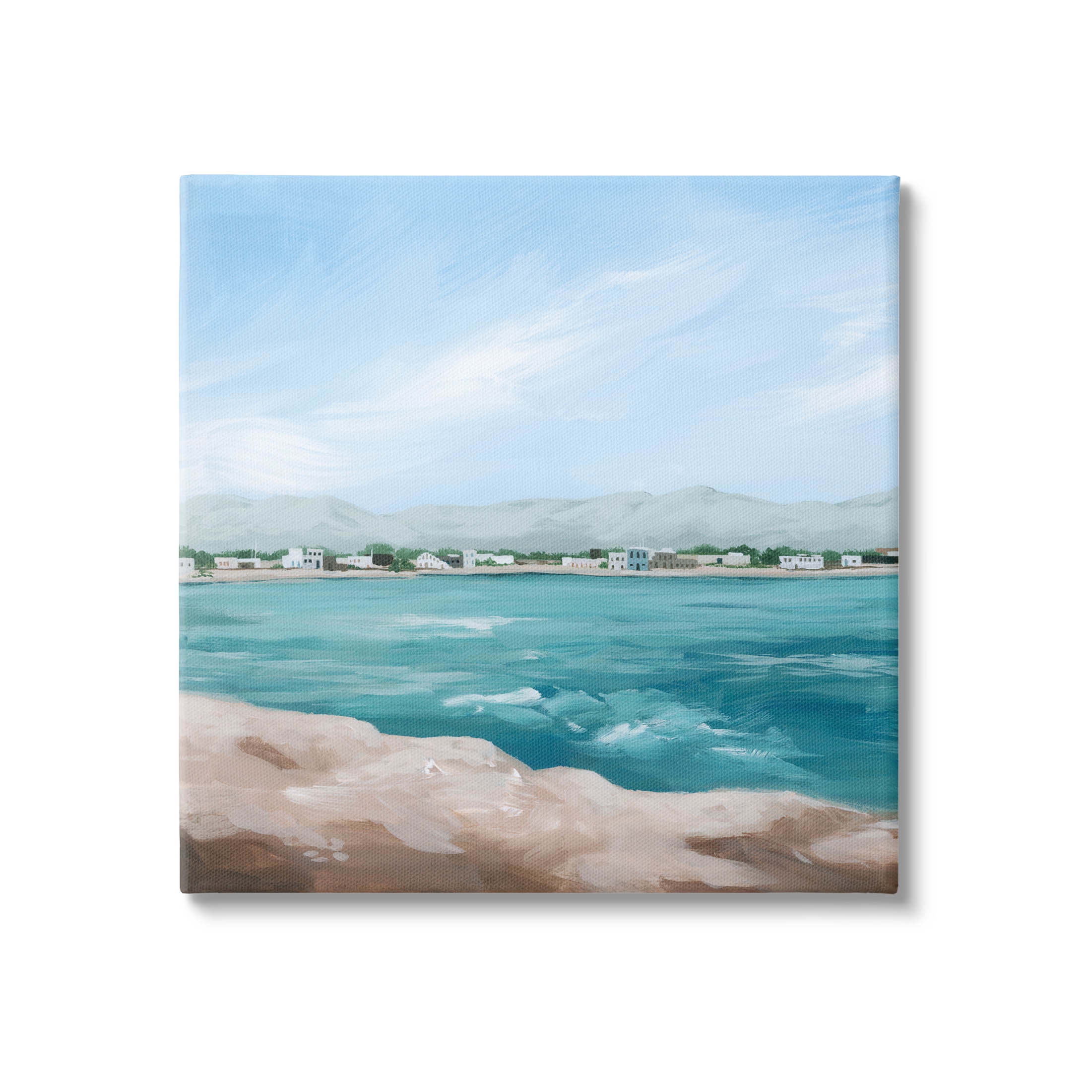 Stupell Industries Waterfront Town Ocean Scenery Painting Gallery Wrapped Canvas Print Wall Art, Design by Grace Popp