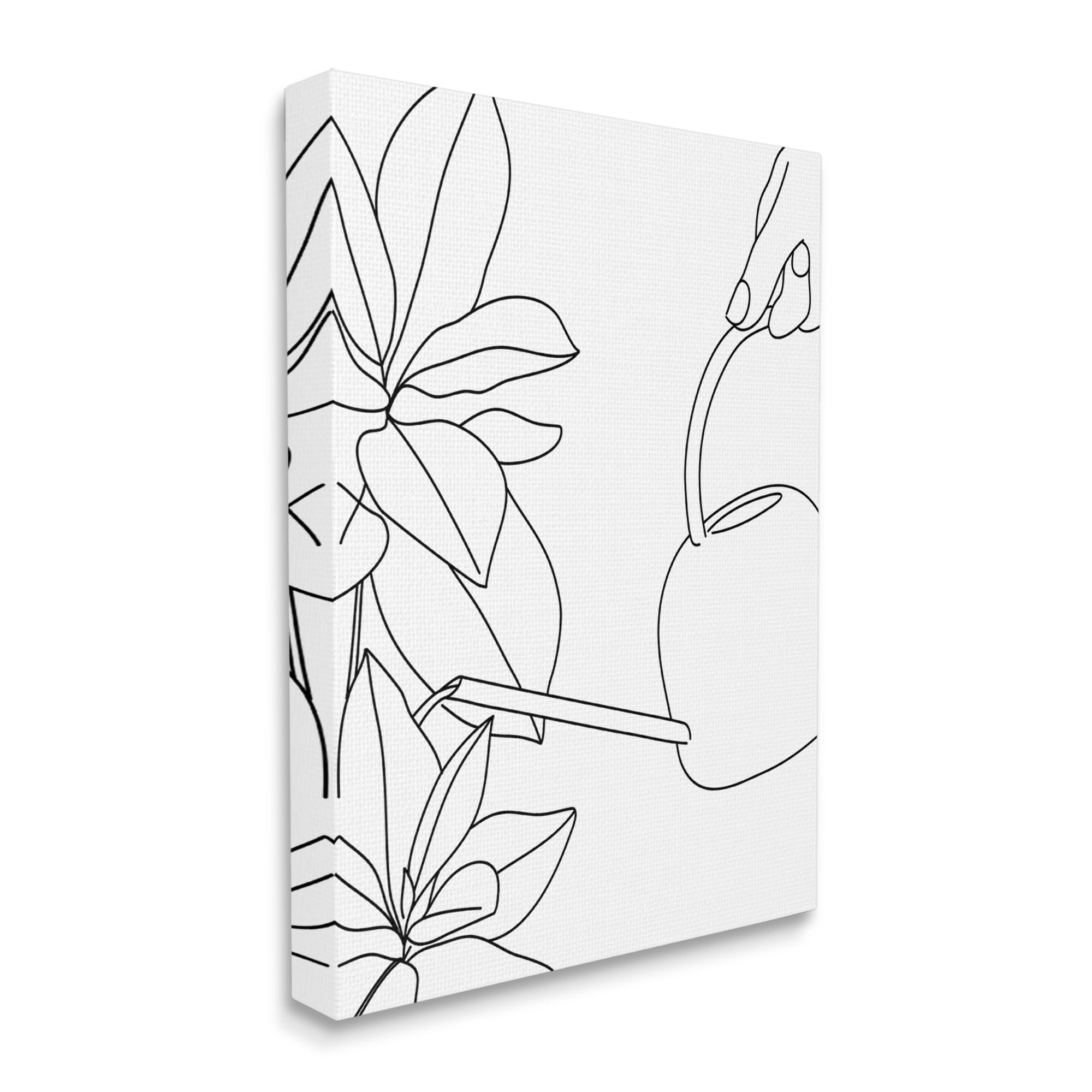 Stupell Industries Watering Can and Spring Florals Modern Minimal Linework, 16 x 20, Designed by BlursByAI