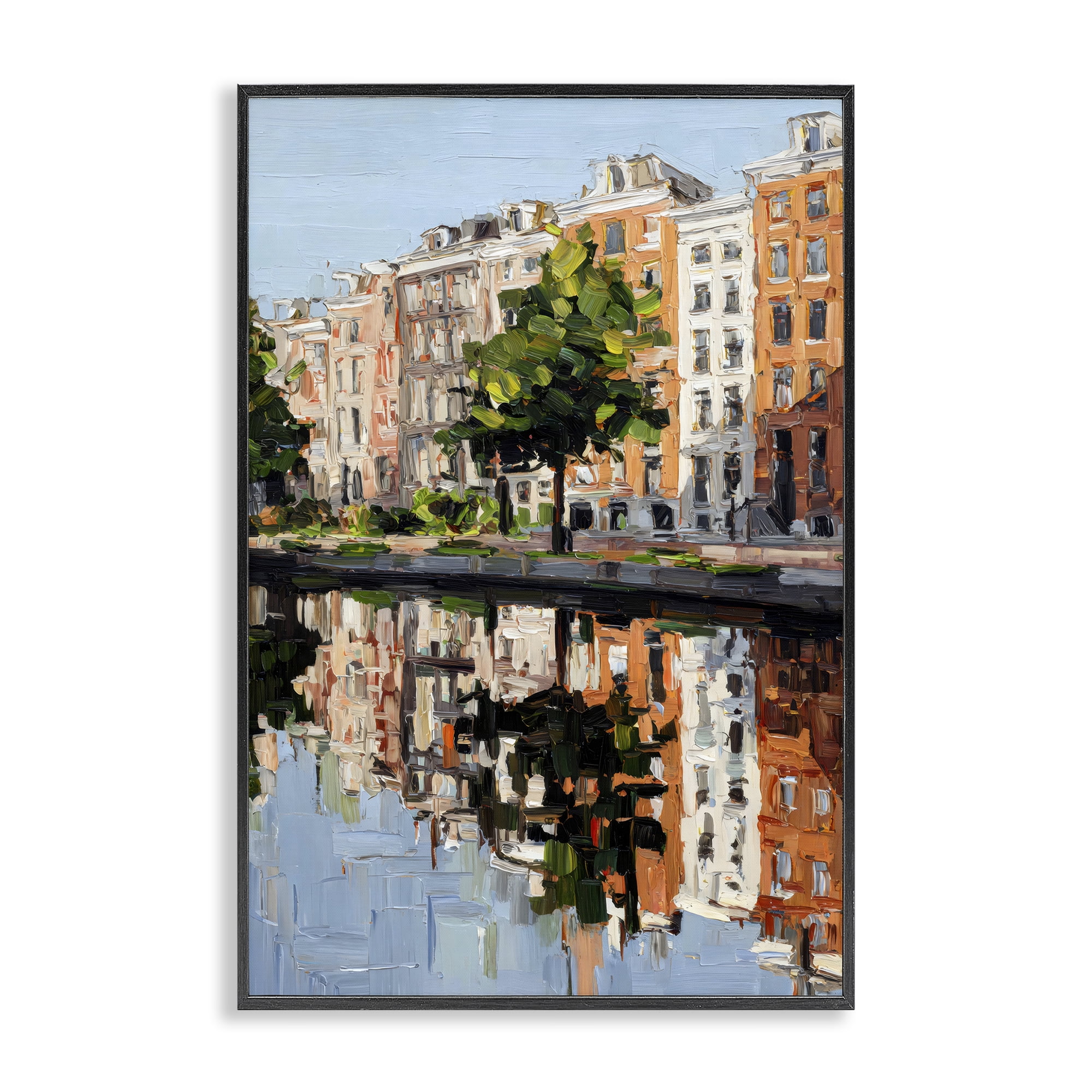 Stupell Industries Waterside Apartments on Canal Black Framed Giclee Art, design by Petal Prints Design