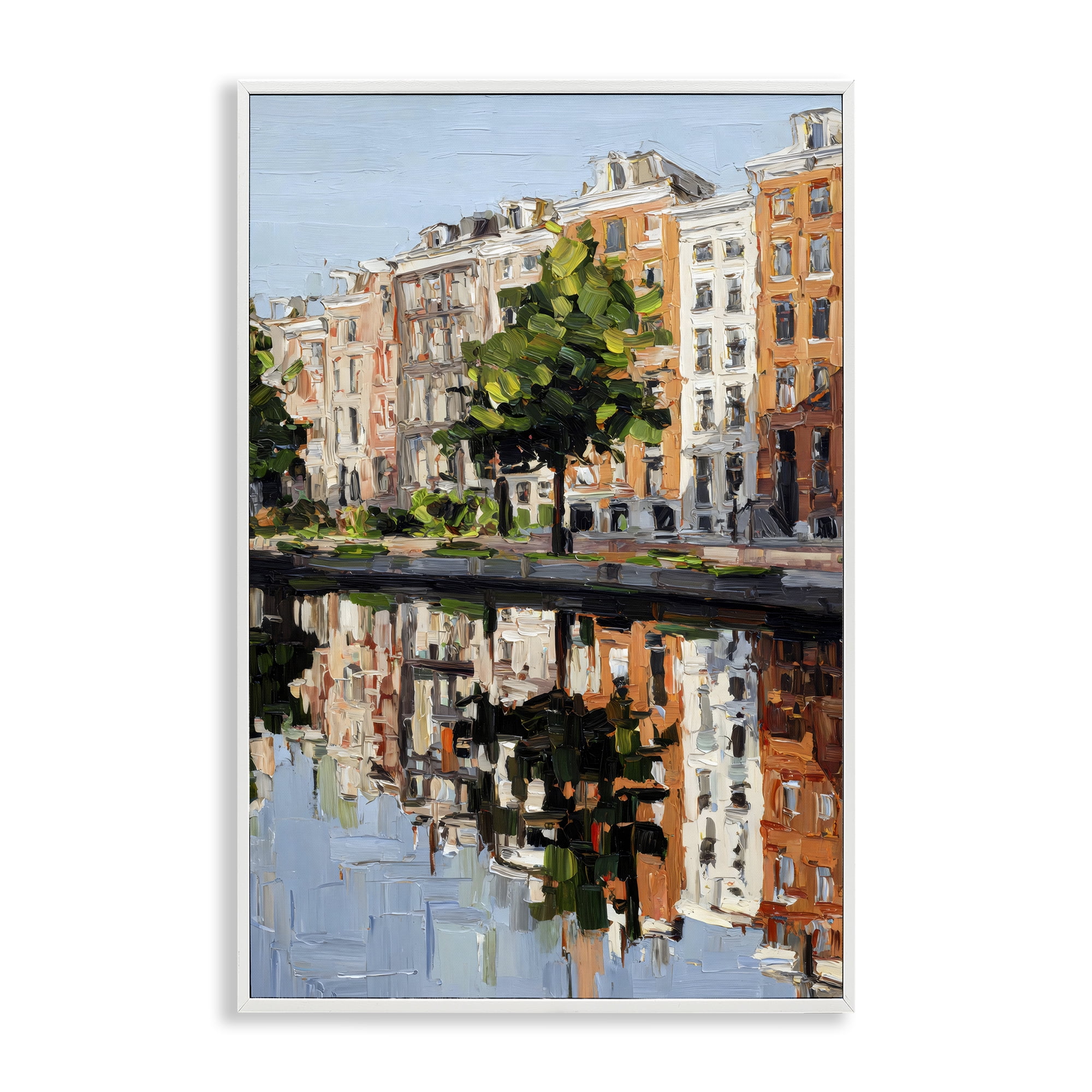 Stupell Industries Waterside Apartments on Canal White Framed Giclee Art, design by Petal Prints Design