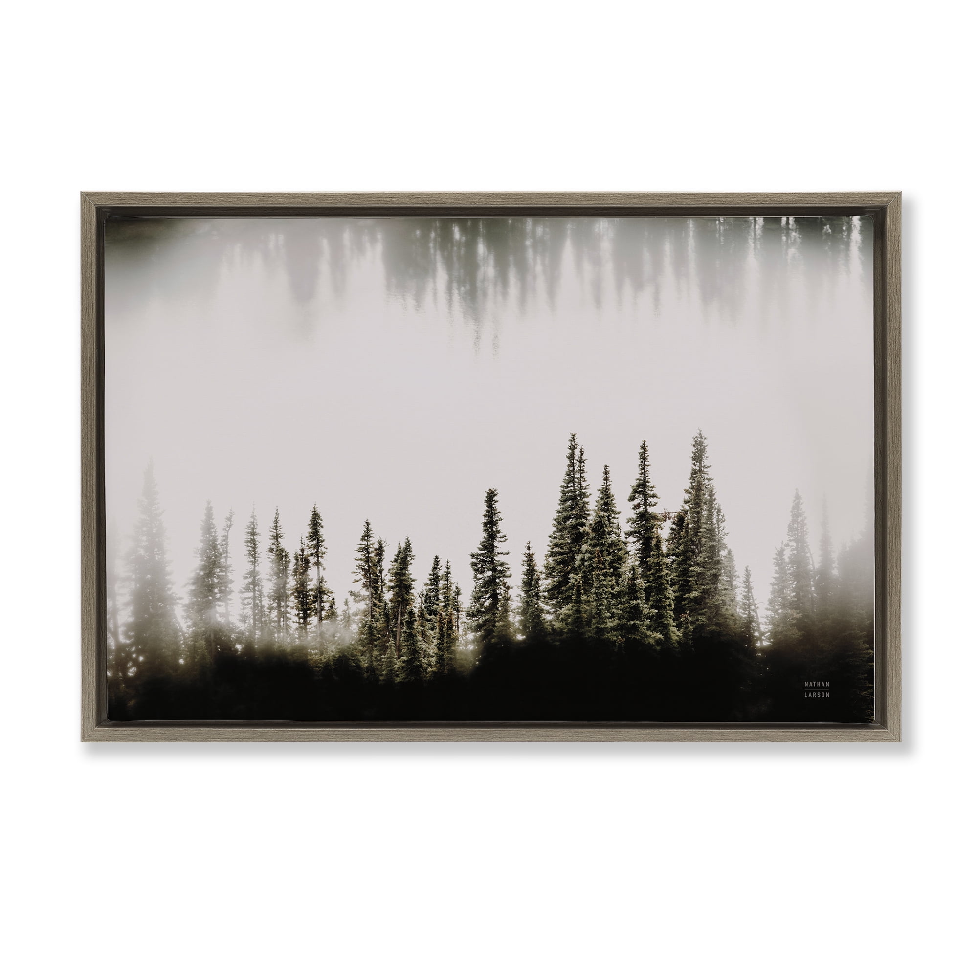 Stupell Industries Waterwood Tree Composition Landscape & Nature Painting Brown Floater Framed Canvas Art Print Wall Art, 25 x 17