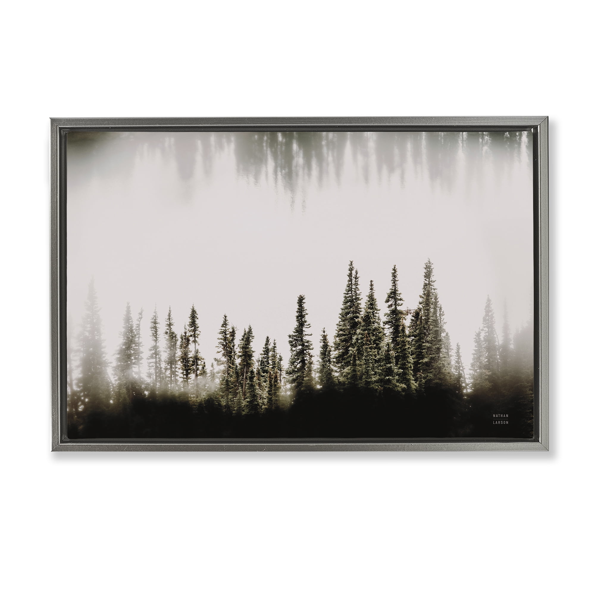 Stupell Industries Waterwood Tree Composition Landscape & Nature Painting Gray Floater Framed Canvas Art Print Wall Art, 31 x 21