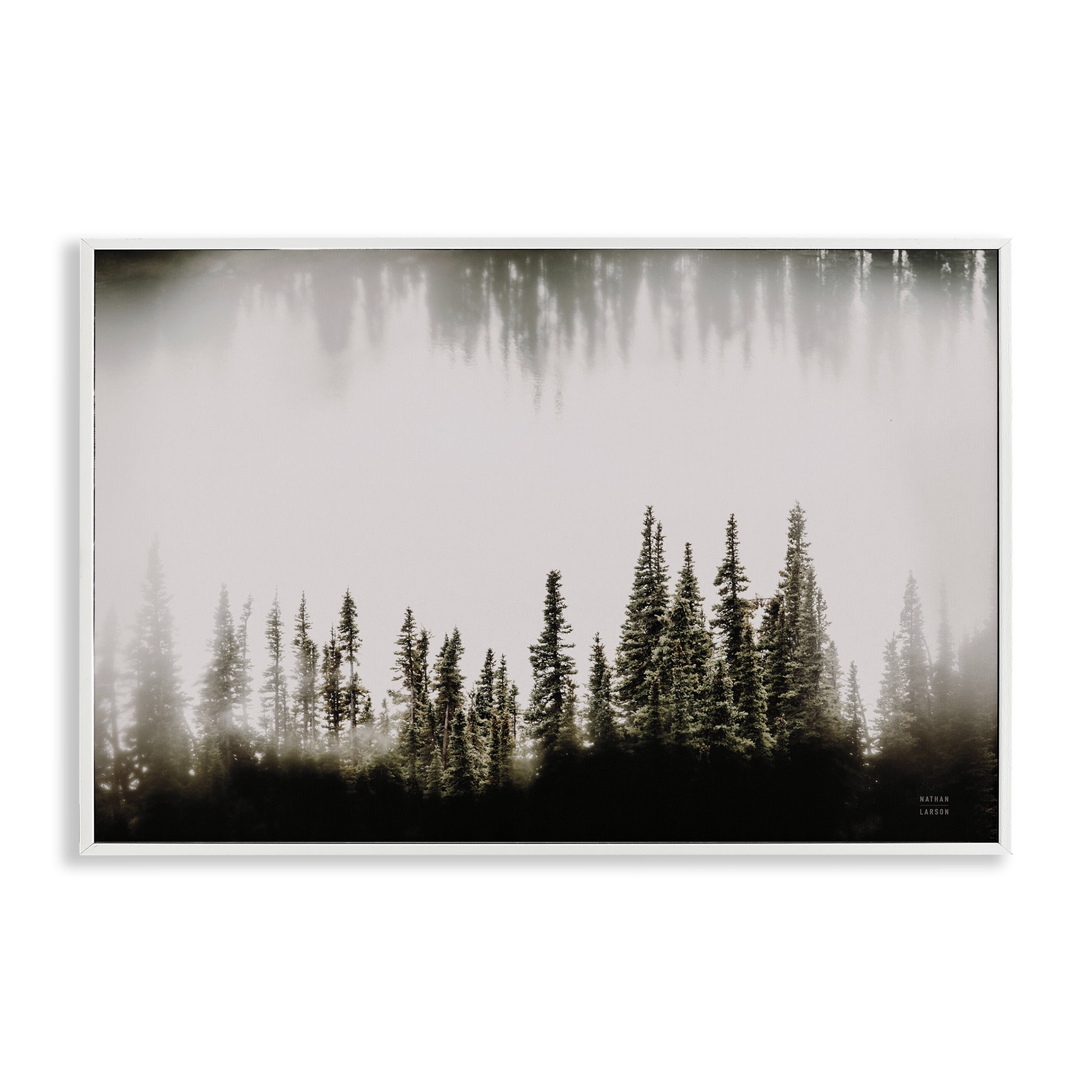 Stupell Industries Waterwood Tree Composition Landscape & Nature Painting White Framed Art Print Wall Art, 18 x 12