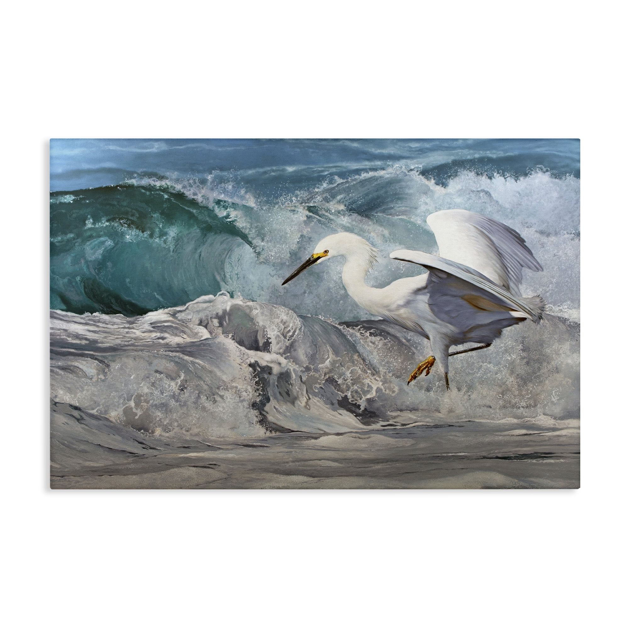 Stupell Industries Wave Dancer Heron Nautical & Beach Painting Wrapped Canvas Art Print Wall Art, 24 x 16