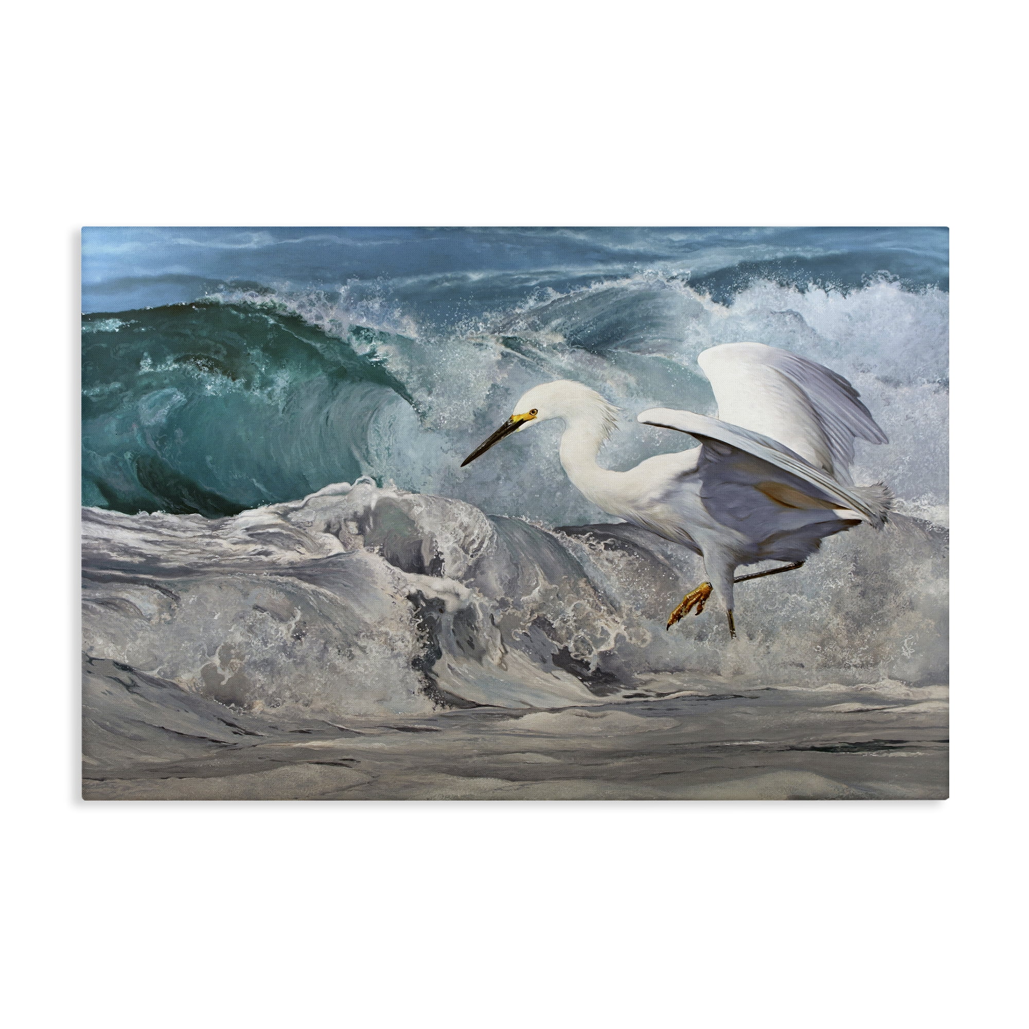 Stupell Industries Wave Dancer Heron Nautical & Beach Painting Wrapped Canvas Art Print Wall Art, 30 x 20