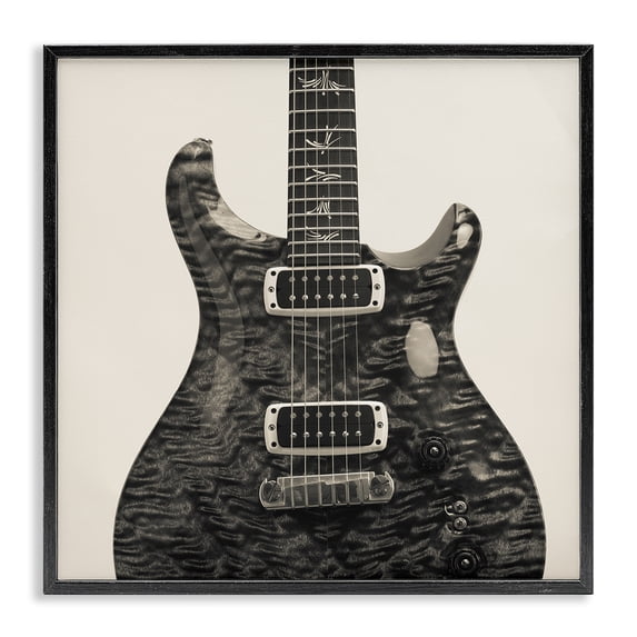 Stupell Industries Industrial Wave Patterned Guitar Black Framed Giclee Art, 12 x 12, by Deborah Revell