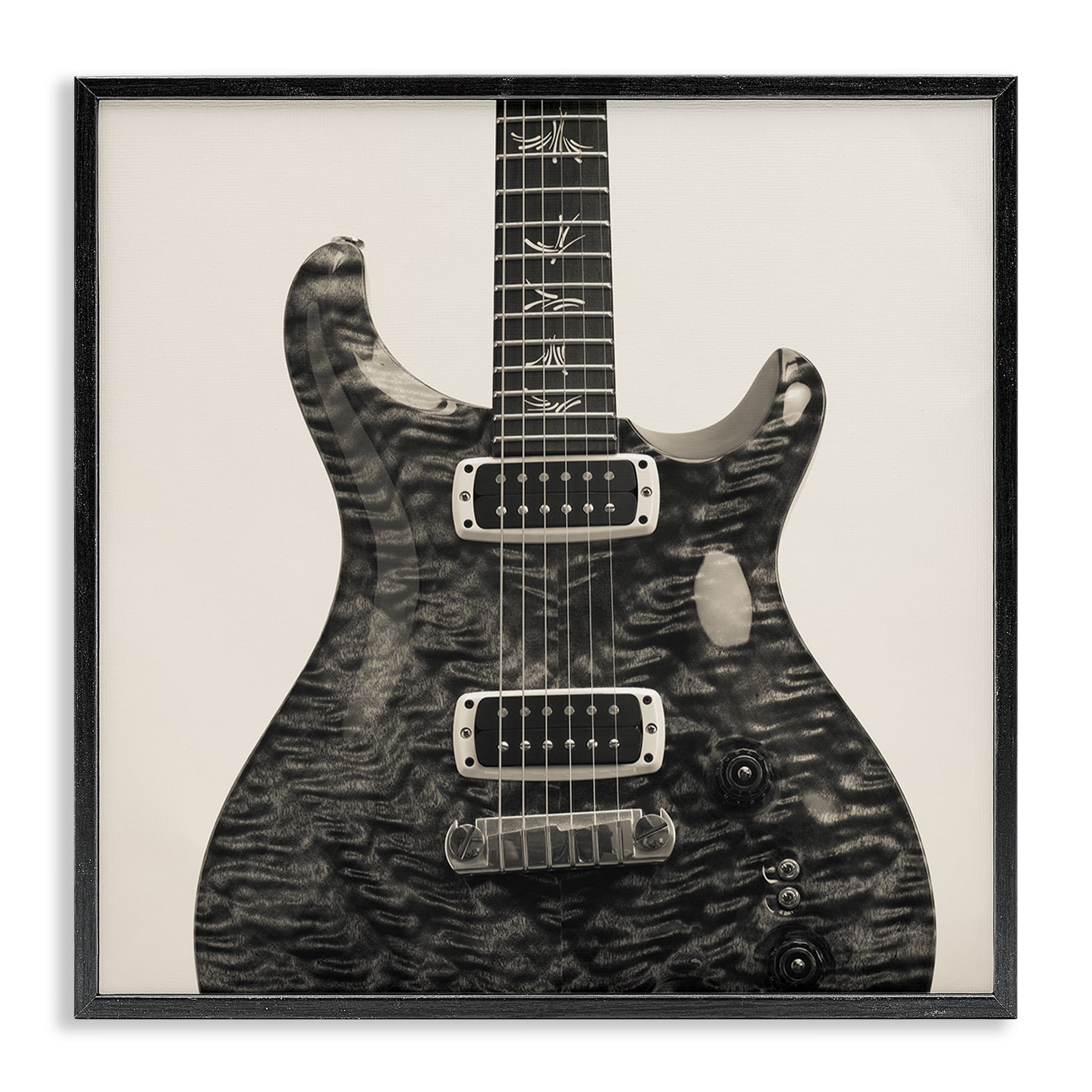 Stupell Industries Wave Patterned Guitar Entertainment Photography Black Framed Art Print Wall Art, 17 x 17