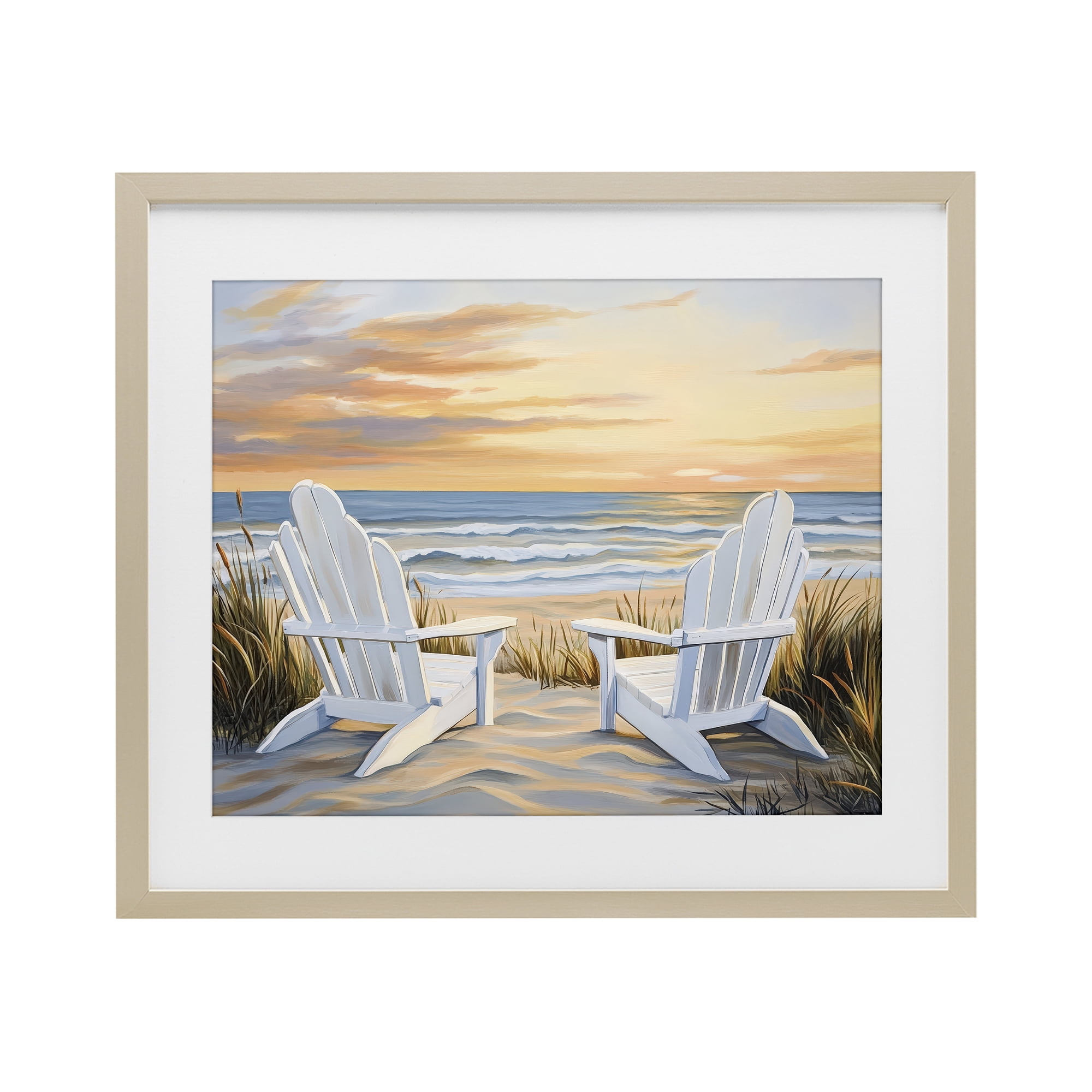 Stupell Industries Wave Watching Spot at Sunset Birch Framed Print Under Glass, design by Petal Prints Design