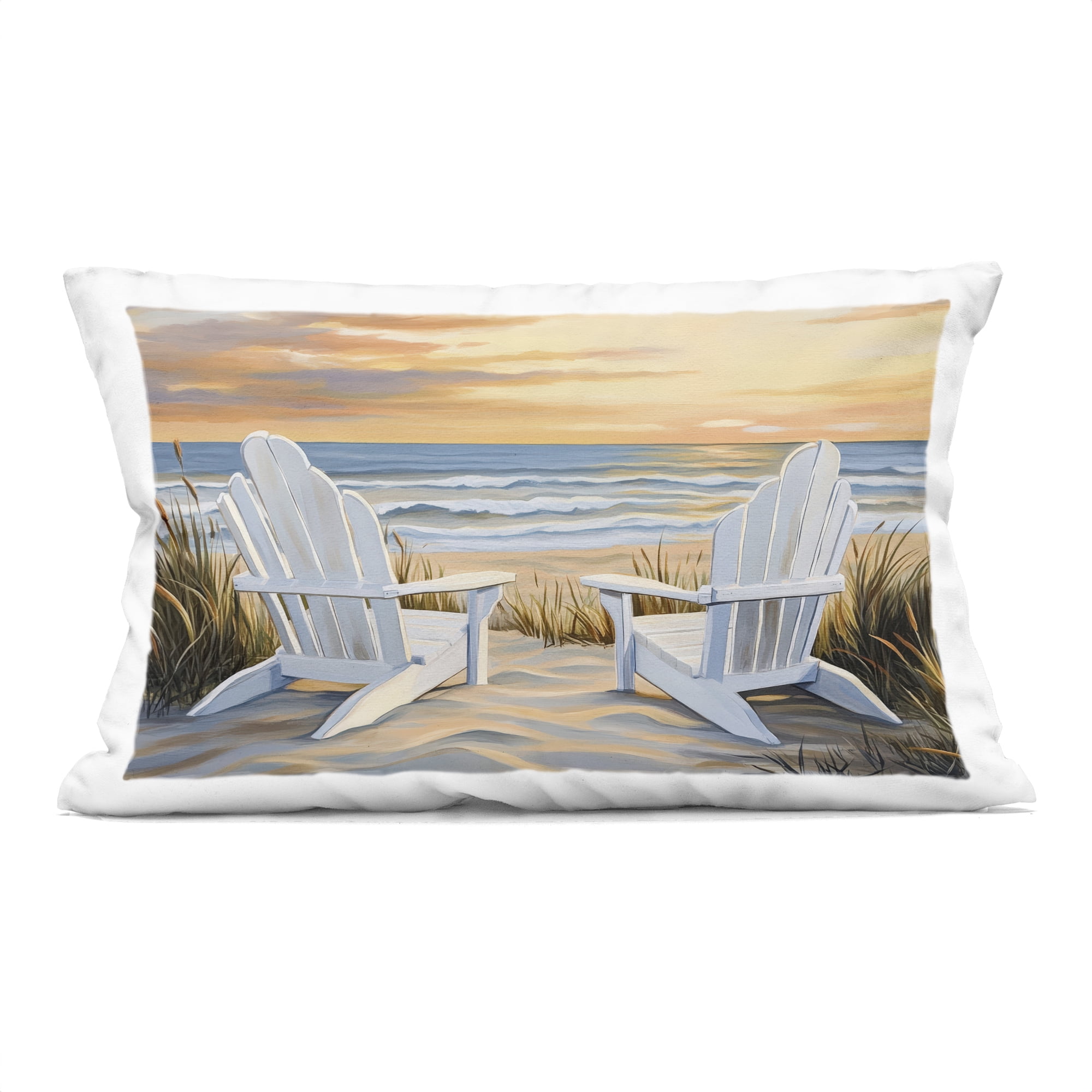 Stupell Industries Wave Watching Spot at Sunset Decorative Printed Throw Pillow, design by Petal Prints Design, 14 x 7 x 20
