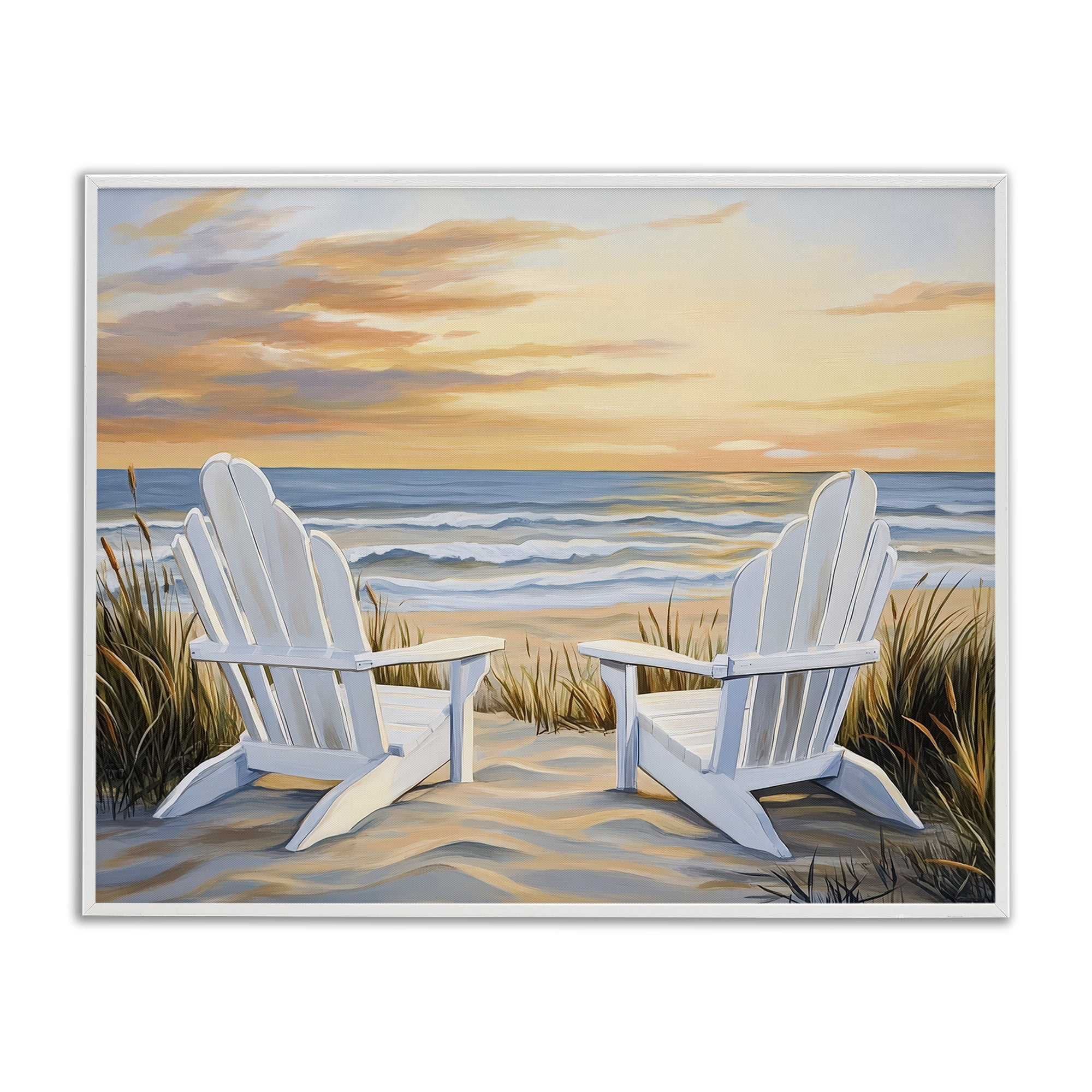 Stupell Industries Wave Watching Spot at Sunset White Framed Giclee Art, design by Petal Prints Design