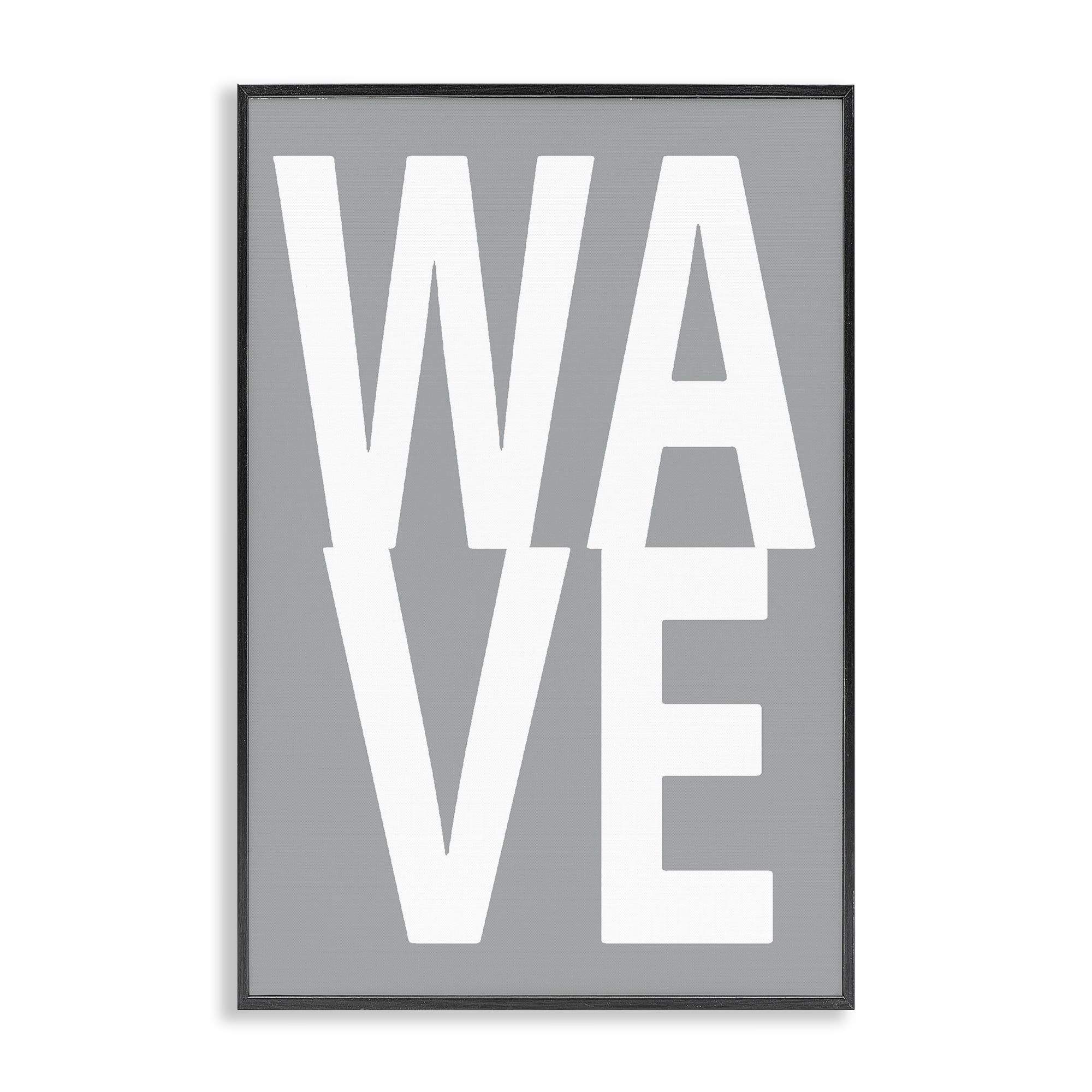 Stupell Industries Wave Word on Grey Typography Painting Black Framed Art Print Wall Art, 12 x 18