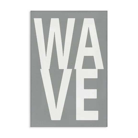 Stupell Industries Wave Word on Grey Typography Painting Gallery Wrapped Canvas Art Print Wall Art, 16 x 24